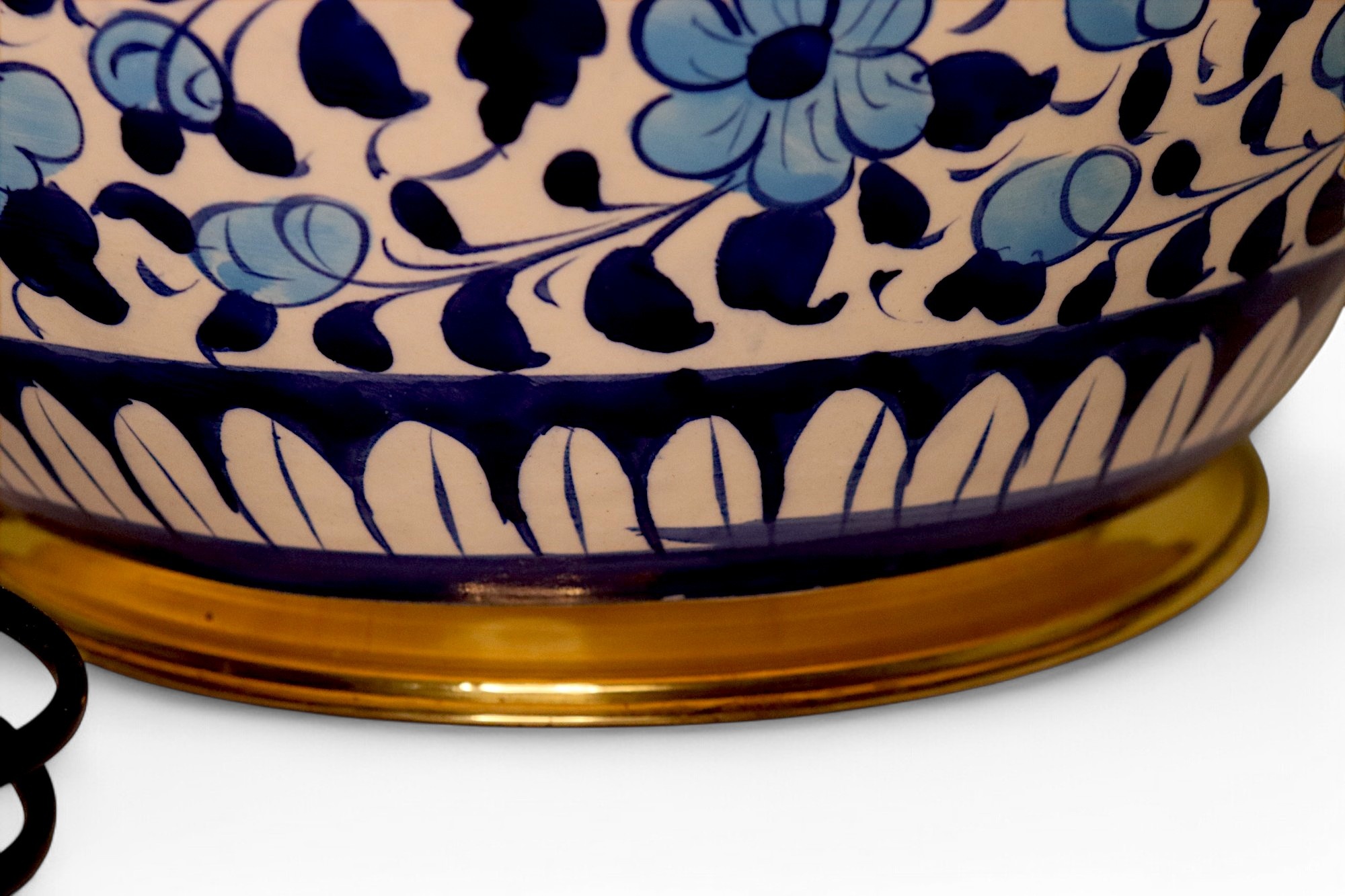 super large Multan ware Ceramic lamp base with islamic calligraphy blue and turquoise Iznik decoration والله خير الرازقين No:25K