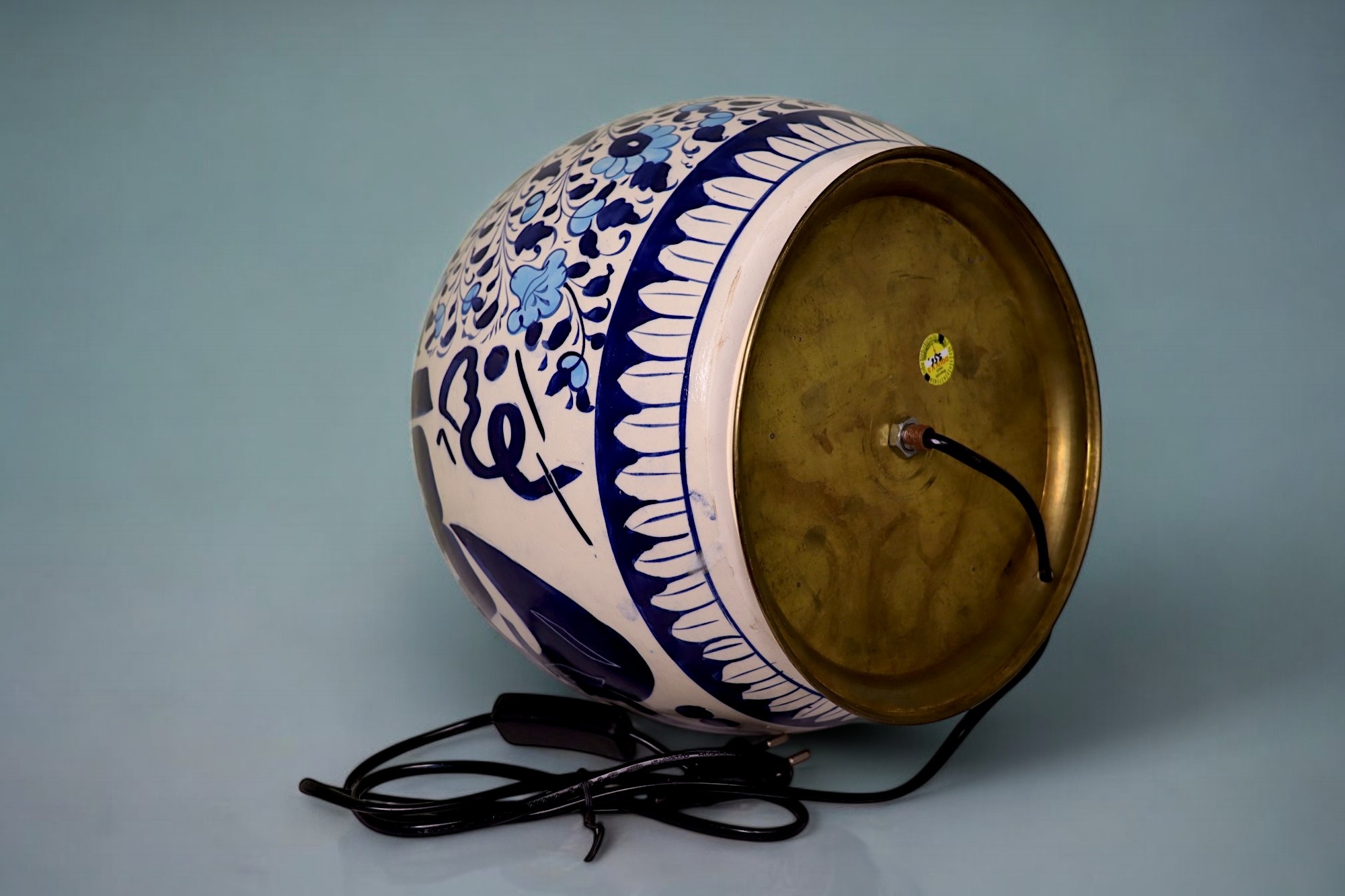super large Multan ware Ceramic lamp base with islamic calligraphy blue and turquoise Iznik decoration بسم الله الرحمن الرحيم No:25L