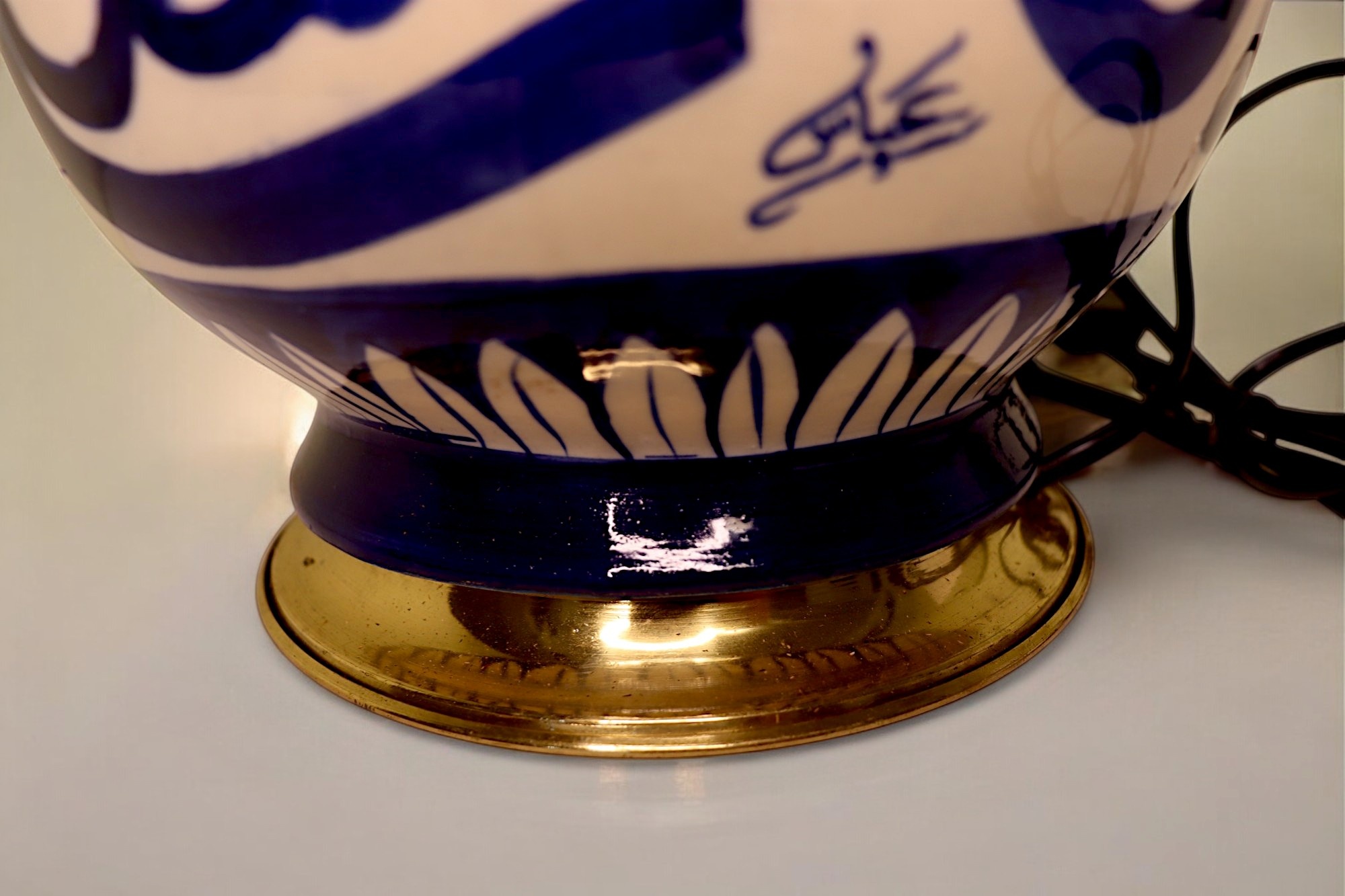 super large Multan ware Ceramic lamp base with islamic calligraphy blue and turquoise Iznik decoration No:25 - Copy