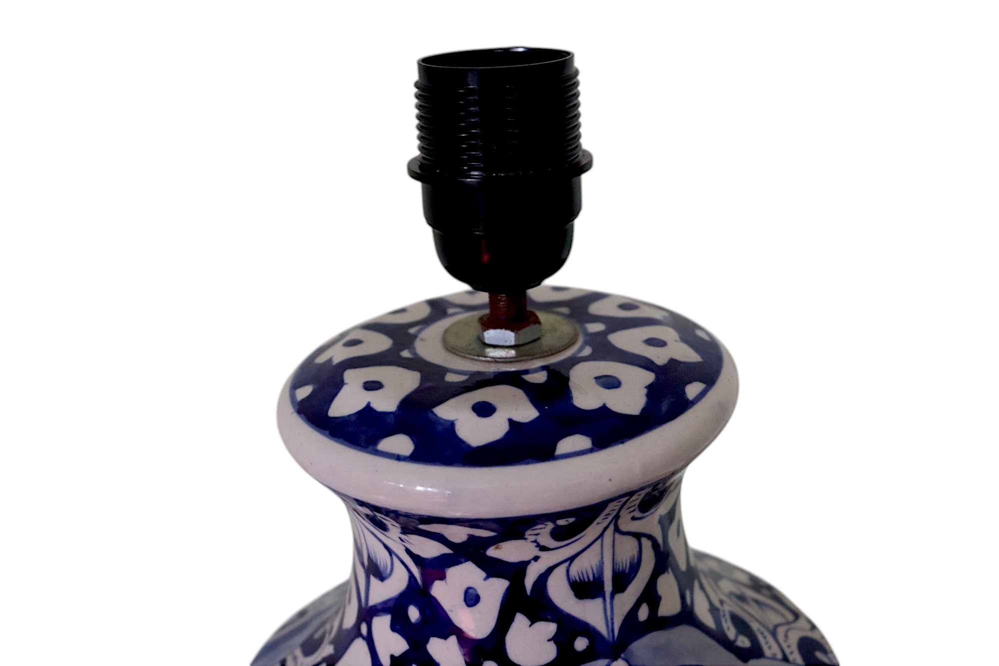 super large Multan ware Ceramic lamp base with islamic calligraphy blue and turquoise Iznik decoration No:25P