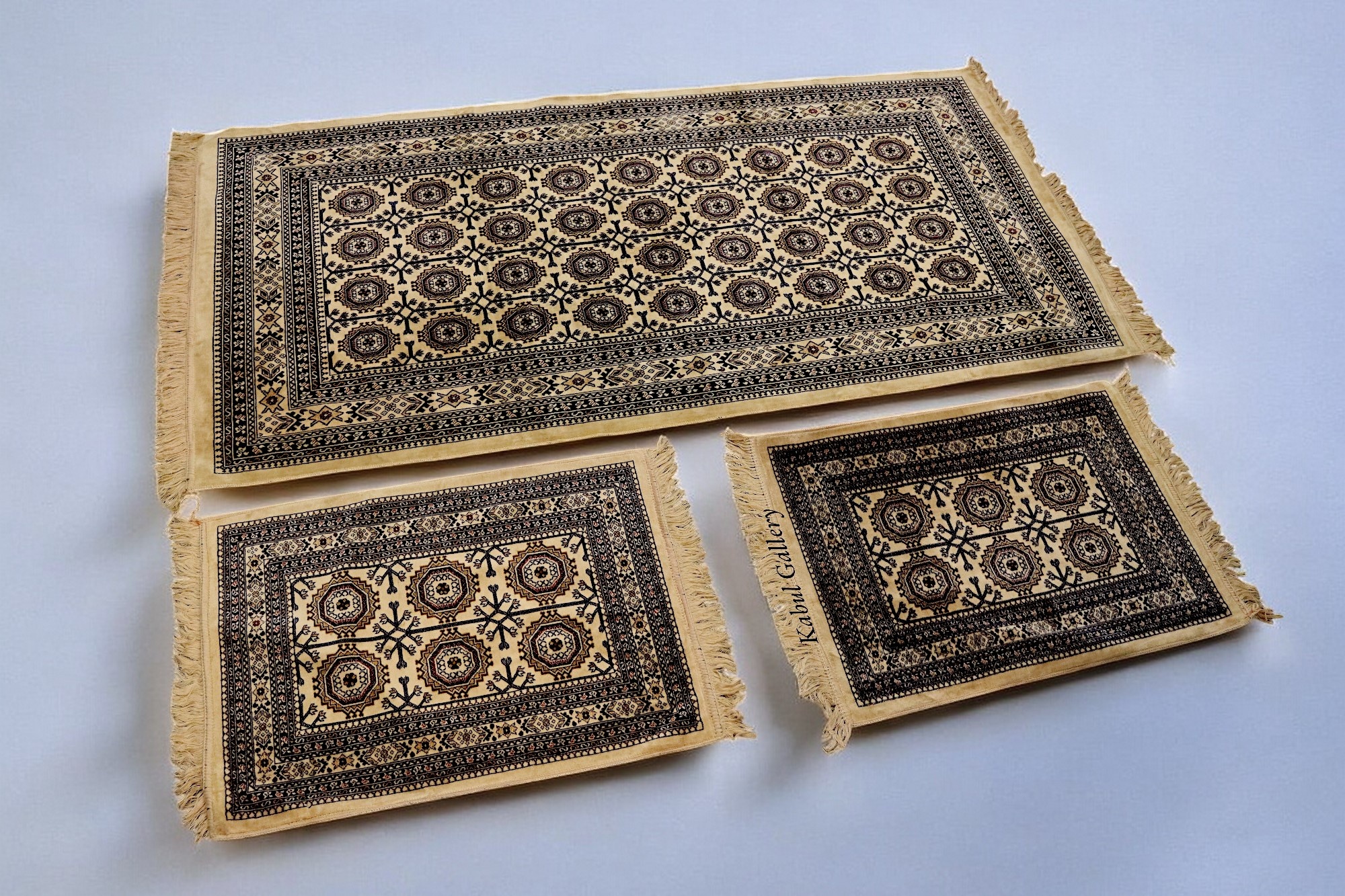 Set of 3 Pcs  1x Mattress  + 2x cushions orient Afghan nomad pillow rug seat floor cushion 1001-night Seating  majlis Toshak توشک  (beige 23)