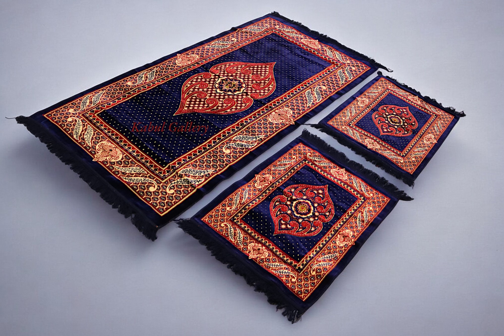 Set of 3 Pcs  1x Mattress  + 2x cushions orient Afghan nomad pillow rug seat floor cushion 1001-night Seating  majlis Toshak توشک  (Blue 23)