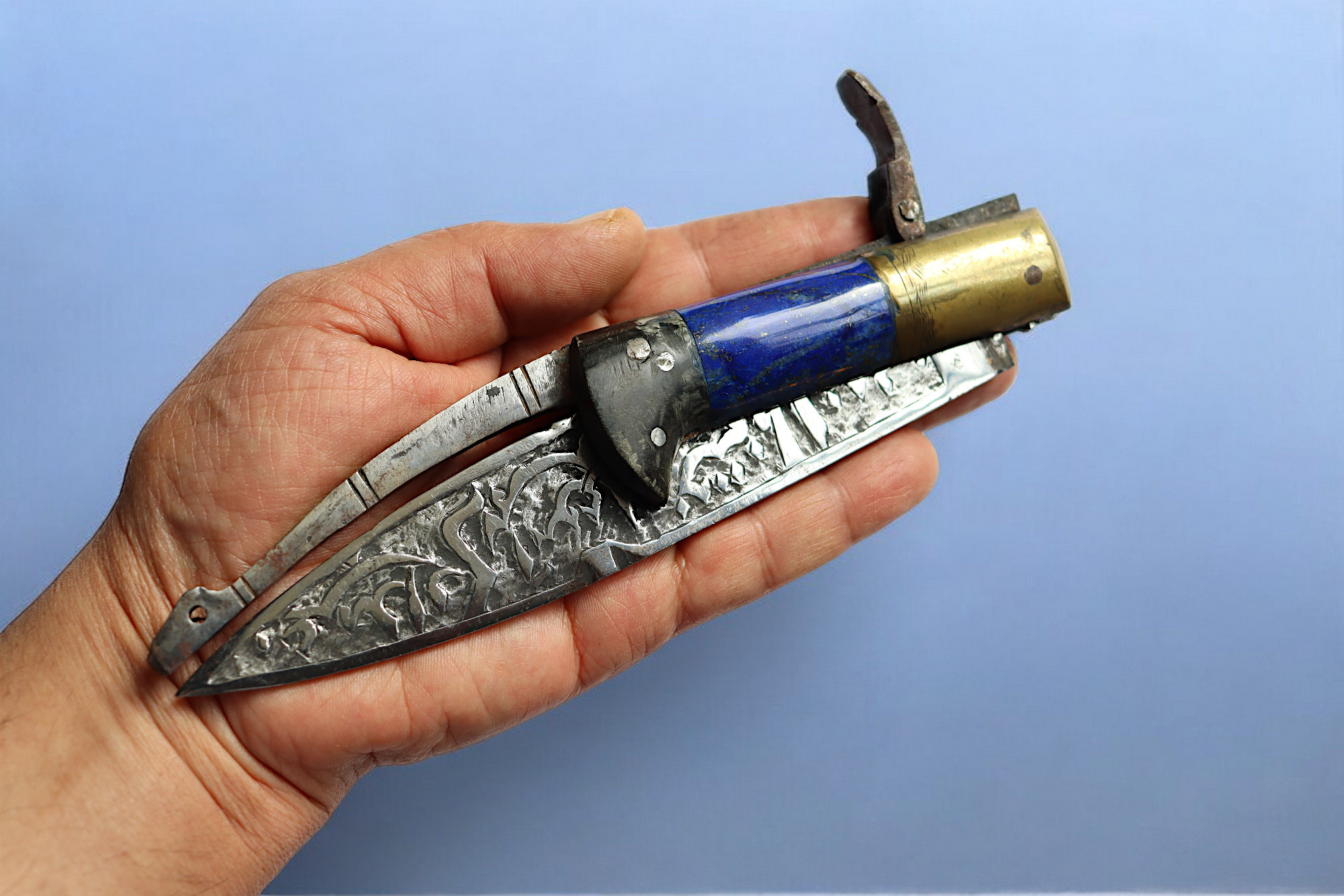 Messer Dolch Klappmesser Khyber-messer Lohar Lapis Lazuli-Griff aus Afghanistan pakistan Nr:25/B