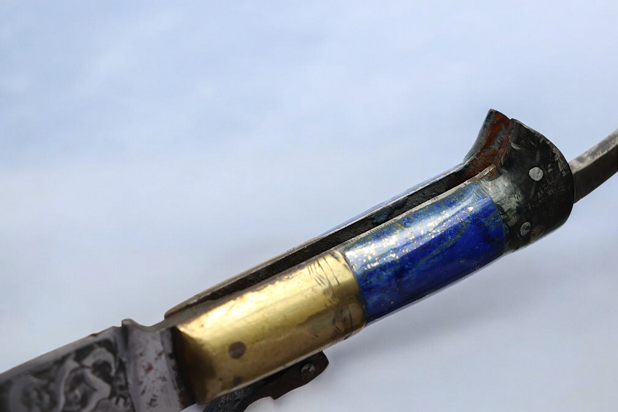 Messer Dolch Klappmesser Khyber-messer Lohar Lapis Lazuli-Griff aus Afghanistan pakistan Nr:25/B