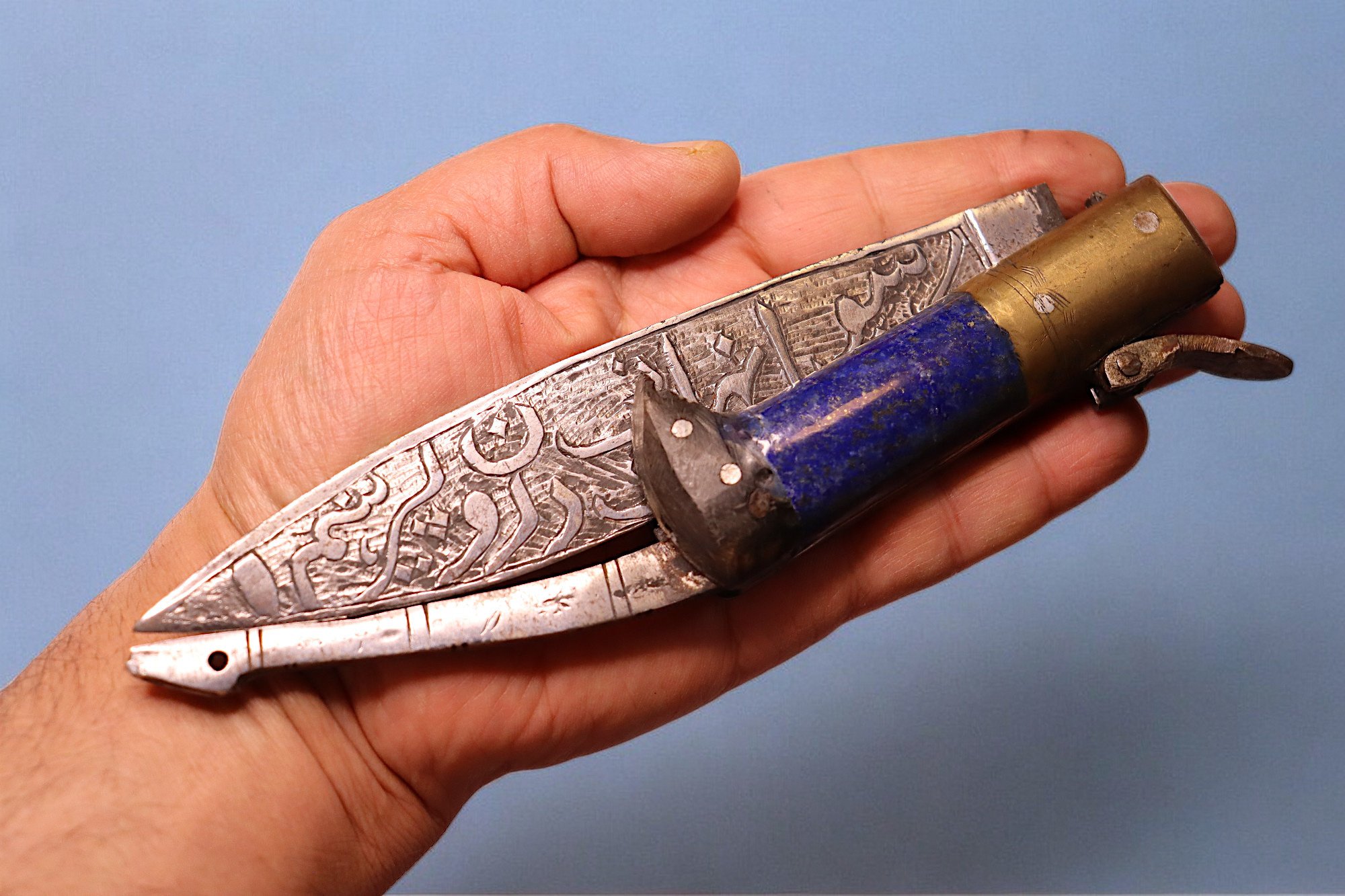 Messer Dolch Klappmesser Khyber-messer Lohar Lapis Lazuli-Griff aus Afghanistan pakistan Nr:25/A