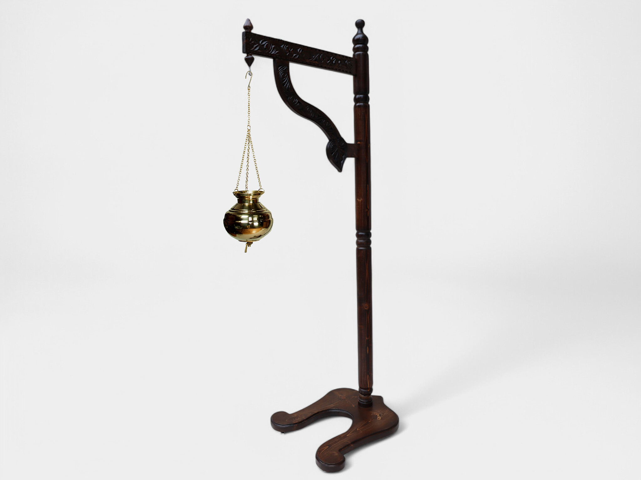 Massiv holz shirodhara ayurveda Stirnguss Kopfguss ständer stand Stirnölguss öl-Therapie Panchakarma 25  ( Braun)