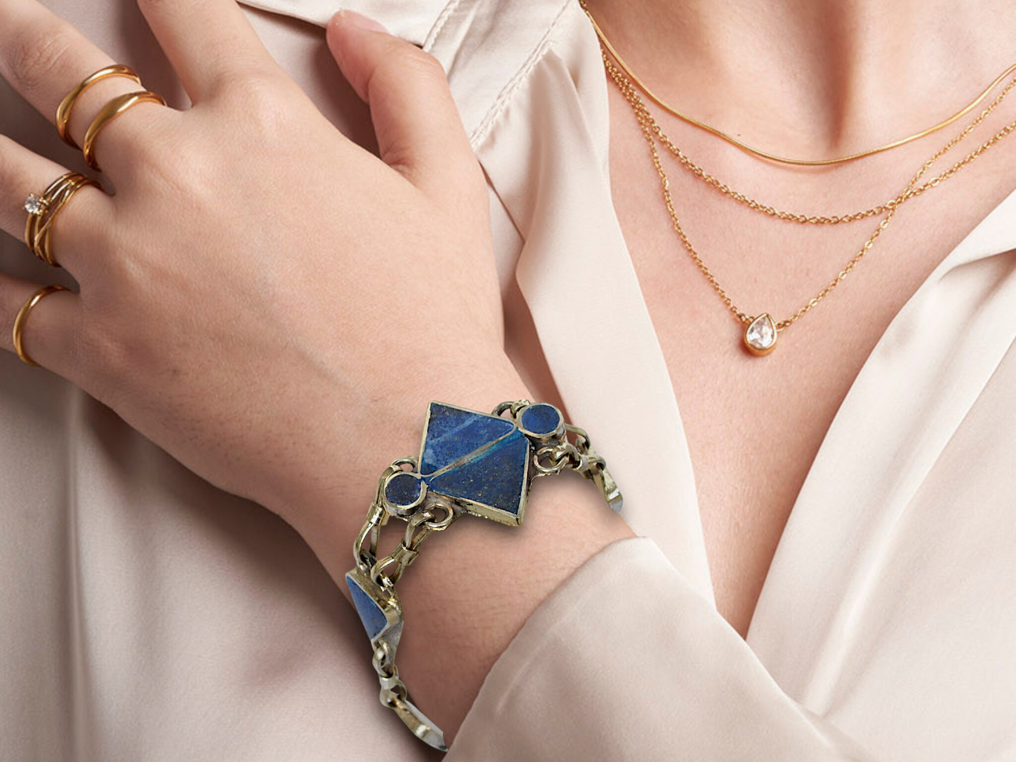 orient Nomaden Lapis Armband Neusilber + Vintage afghan nomadic bracelet -B