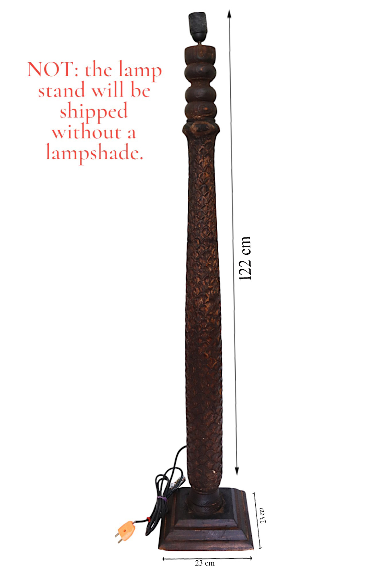 120 cm hoch vintage Massivholz und handgeschnitzte orientalische Lampe Stehlampe Stehleuchte Flurlampe aus Afghanistan Nuristan nr:25M