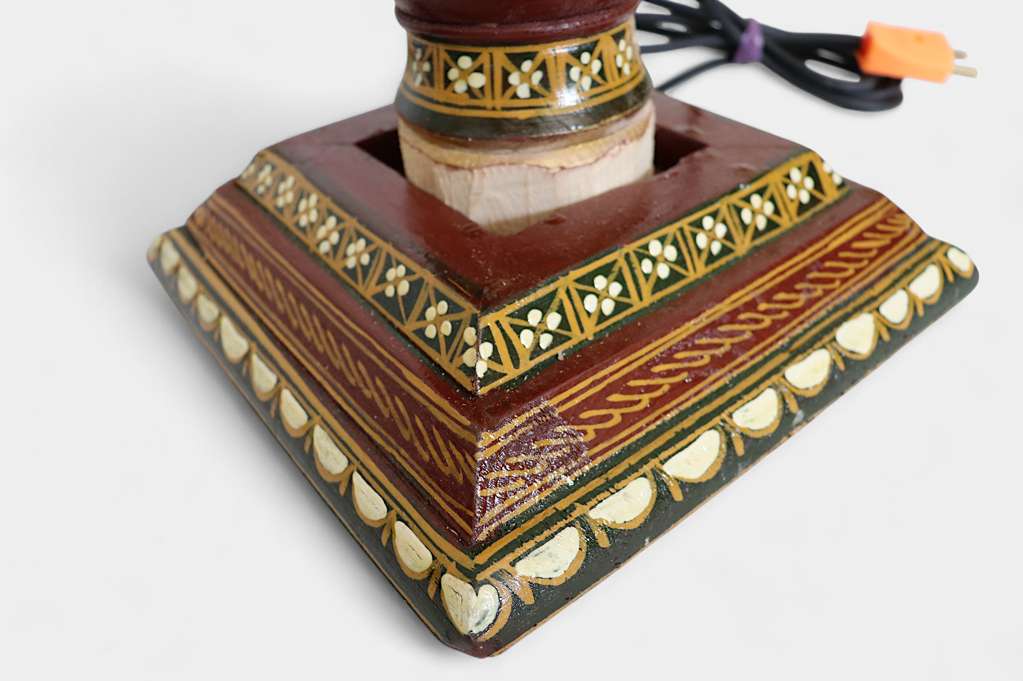 120 cm hoch vintage Massivholz handbemalt relief Miniaturmalerei orientalische Lampe Stehlampe Stehleuchte Flurlampe Afghanistan MGL nr:25M