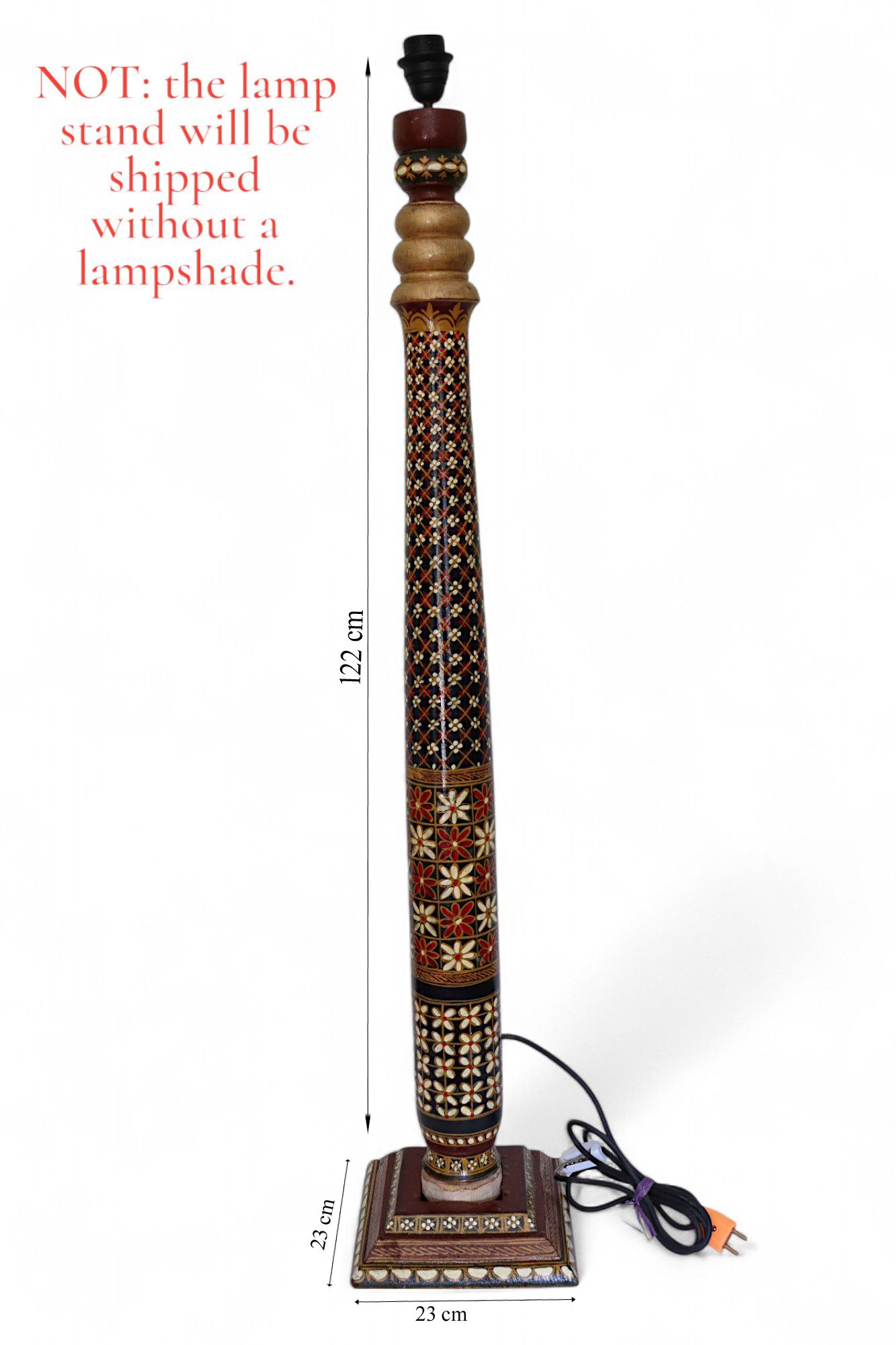 120 cm hoch vintage Massivholz handbemalt relief Miniaturmalerei orientalische Lampe Stehlampe Stehleuchte Flurlampe Afghanistan MGL nr:25M