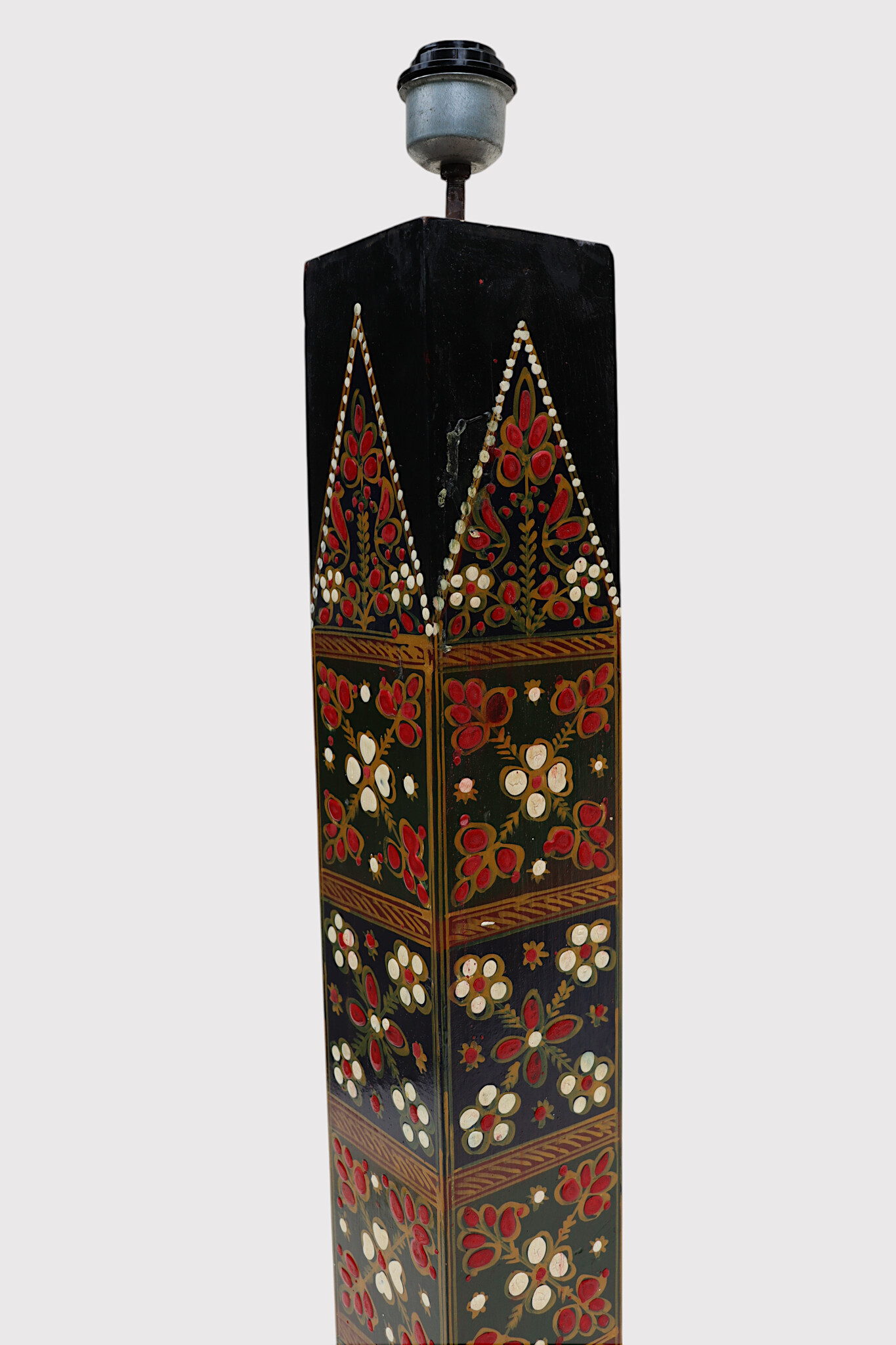 82 cm hoch vintage Massivholz handbemalt relief Miniaturmalerei orientalische Lampe Stehlampe Stehleuchte Flurlampe Afghanistan MGL