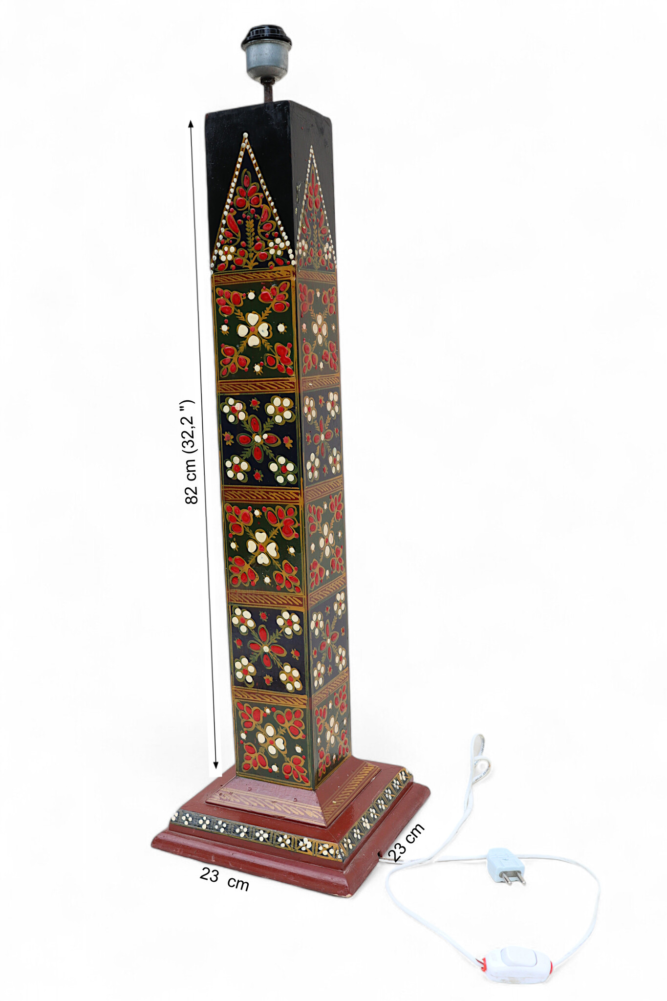 82 cm hoch vintage Massivholz handbemalt relief Miniaturmalerei orientalische Lampe Stehlampe Stehleuchte Flurlampe Afghanistan MGL