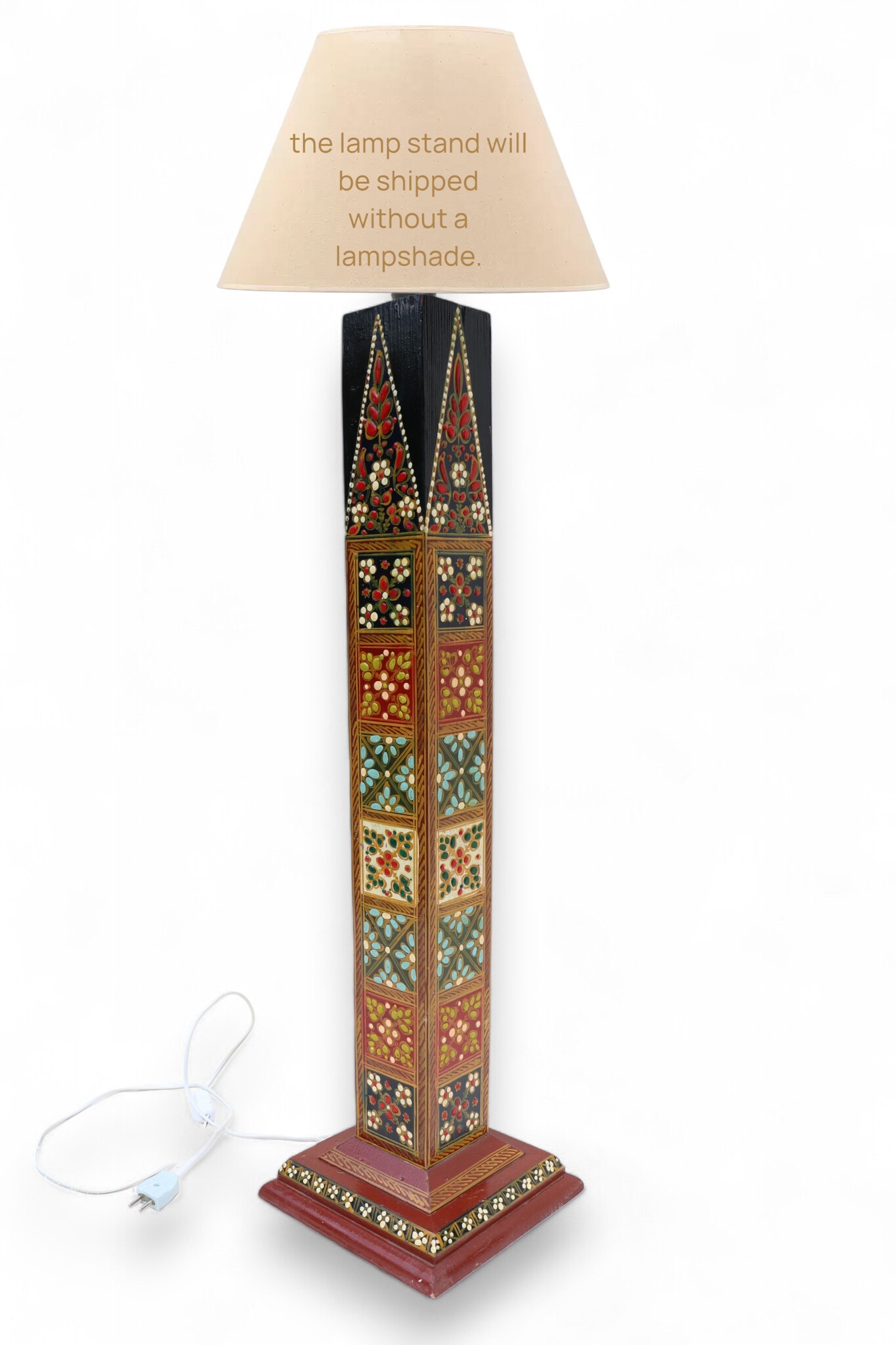 92 cm heigh vintage handmade solid wood and hand-carved oriental lamp Afghanistan Standard lamp Tall lamp Classic floor lamp No:MGL