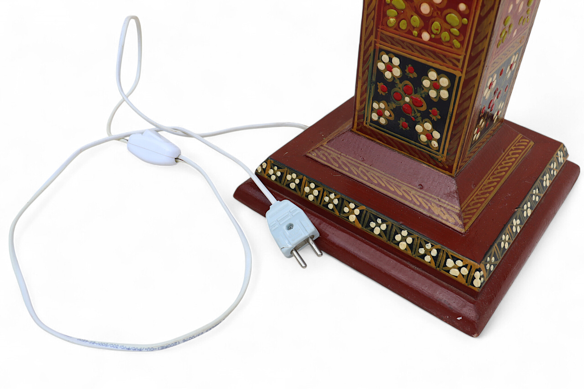 92 cm hoch vintage Massivholz handbemalt relief Miniaturmalerei orientalische Lampe Stehlampe Stehleuchte Flurlampe Afghanistan MGL