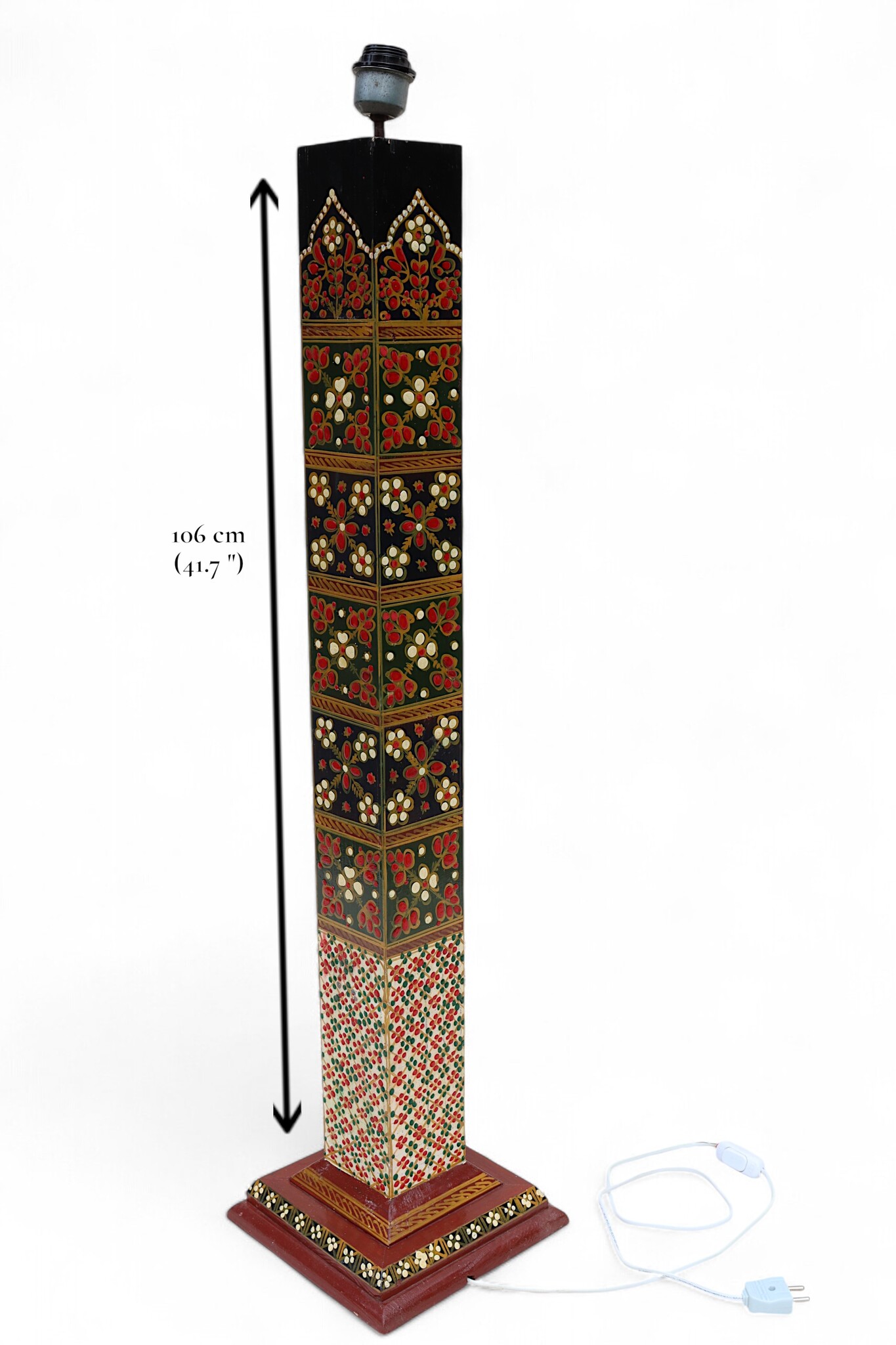 106 cm heigh vintage handmade solid wood and hand-carved oriental lamp Afghanistan Standard lamp Tall lamp Classic floor lamp No:MGL