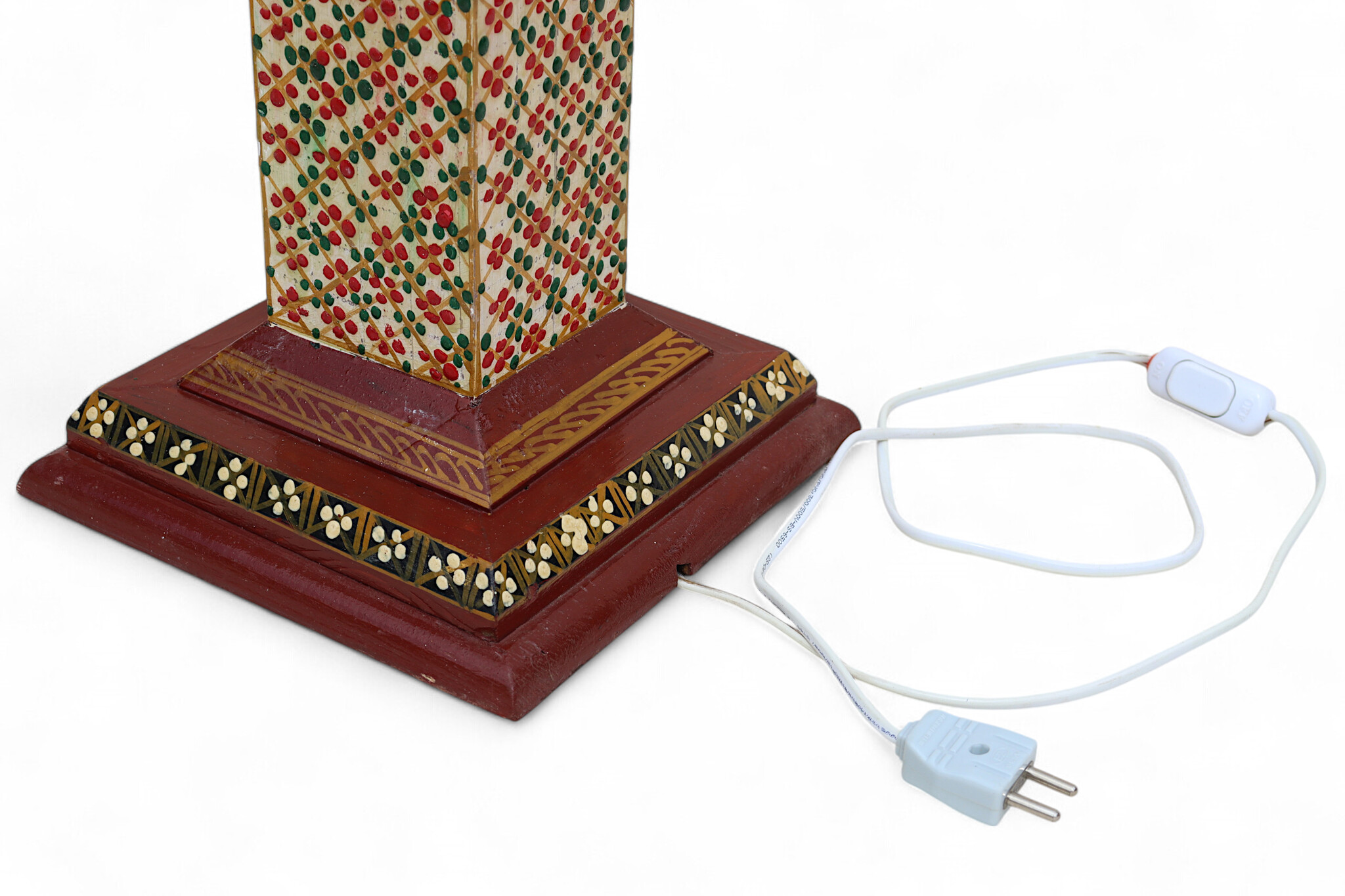 106 cm hoch vintage Massivholz handbemalt relief Miniaturmalerei orientalische Lampe Stehlampe Stehleuchte Flurlampe Afghanistan MGL