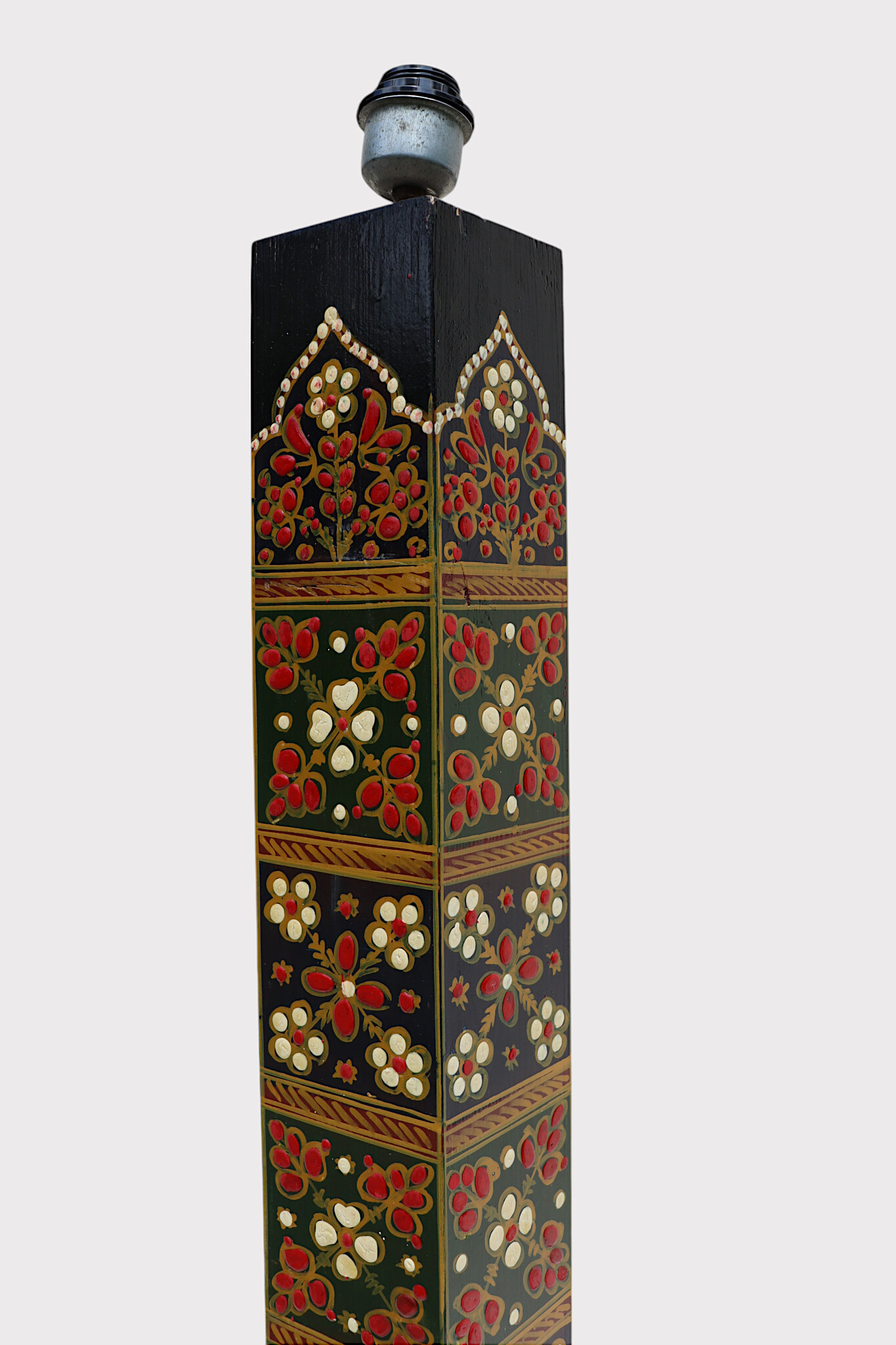 106 cm hoch vintage Massivholz handbemalt relief Miniaturmalerei orientalische Lampe Stehlampe Stehleuchte Flurlampe Afghanistan MGL