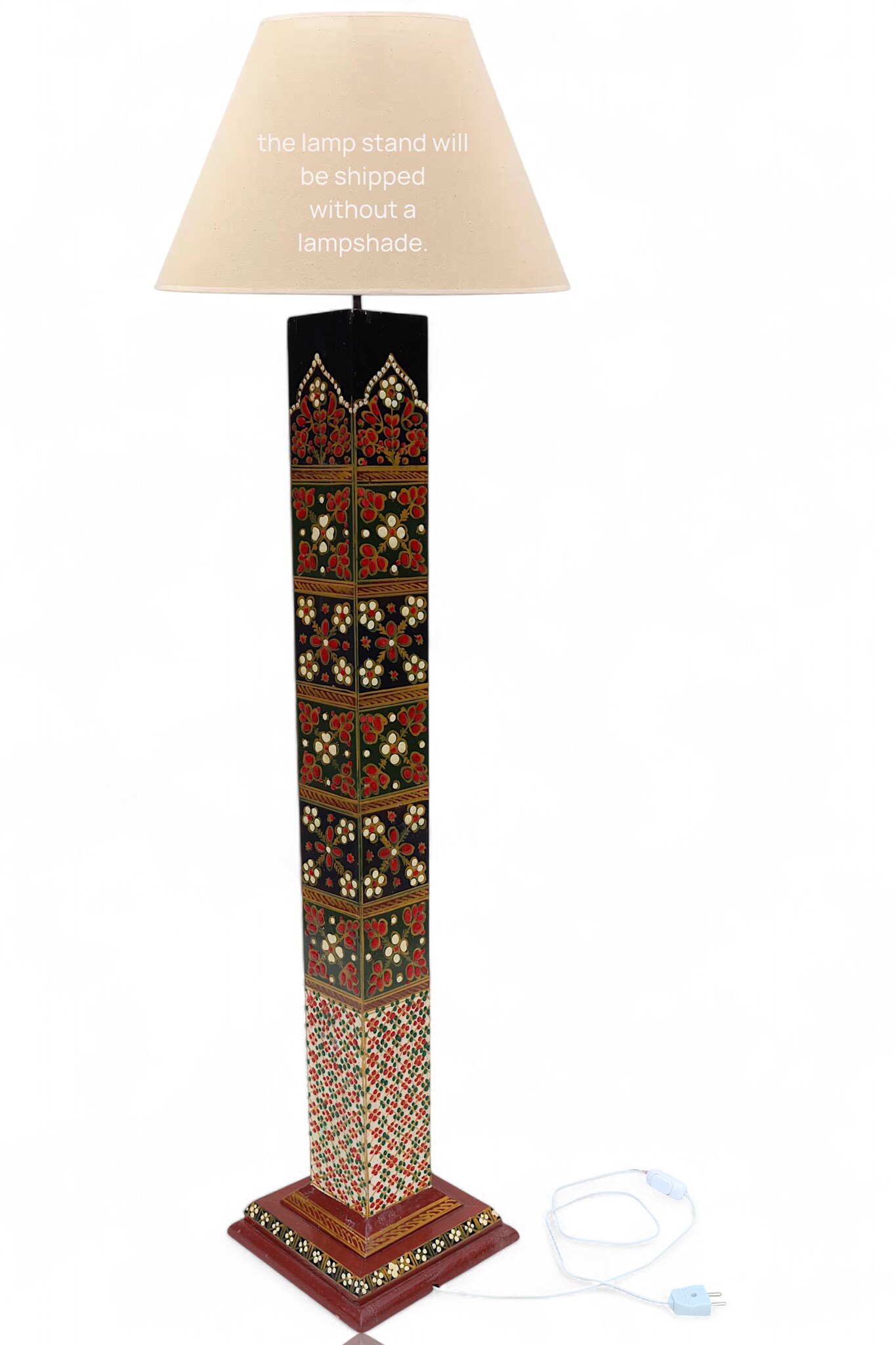 106 cm heigh vintage handmade solid wood and hand-carved oriental lamp Afghanistan Standard lamp Tall lamp Classic floor lamp No:MGL