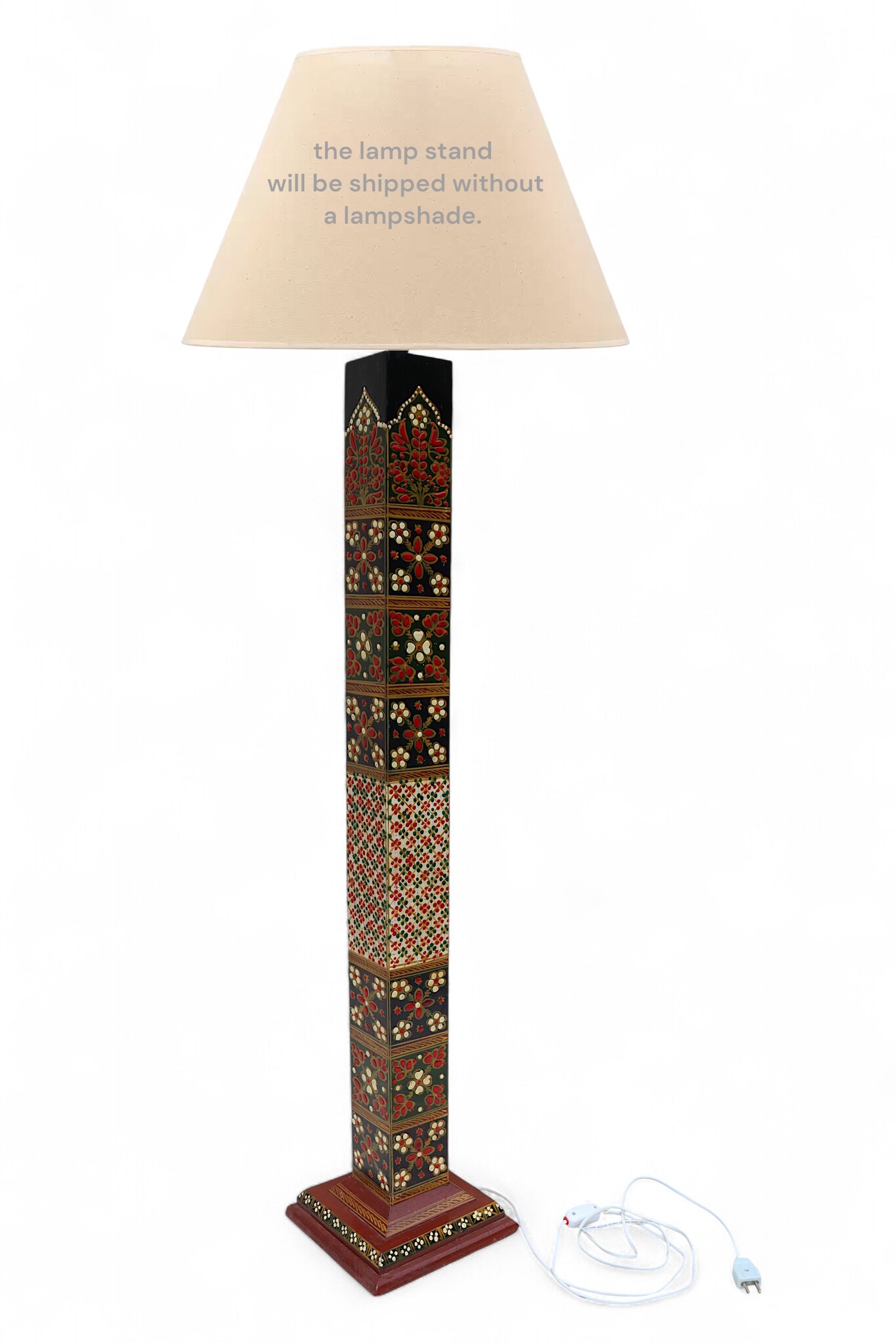 123 cm heigh vintage handmade solid wood and hand-carved oriental lamp Afghanistan Standard lamp Tall lamp Classic floor lamp No:MGL