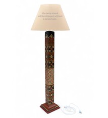 123 cm hoch vintage Massivholz handbemalt relief Miniaturmalerei orientalische Lampe Stehlampe Stehleuchte Flurlampe Afghanistan MGL