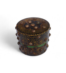 Antik orient Lacquerware Holz Gewürzdose Dose Teedose Gefäß Afghanistan Pakistan  Nr:25/11