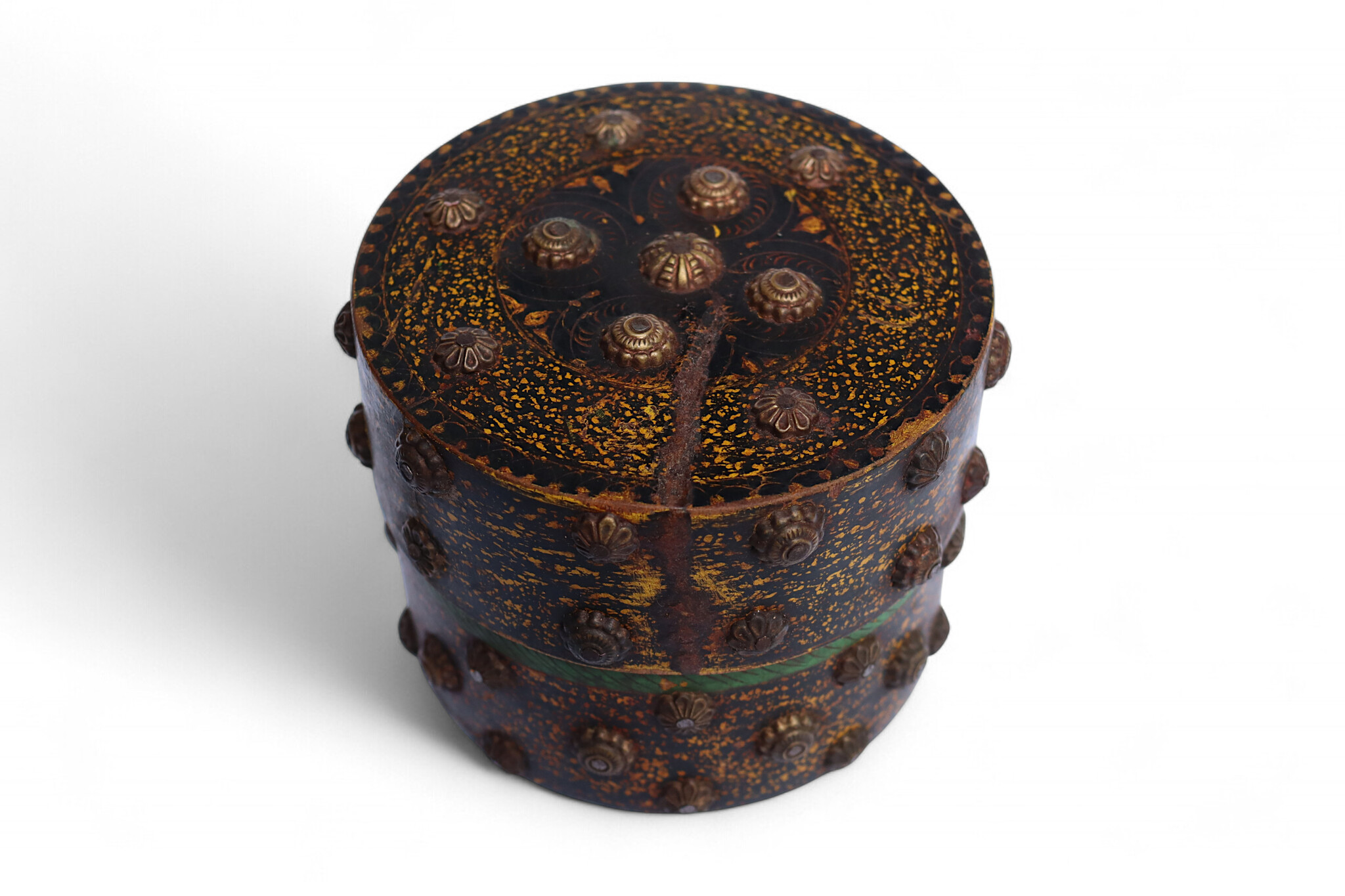 Antik orient Lacquerware Holz Gewürzdose Dose Teedose Gefäß Afghanistan Pakistan Nr:25/11