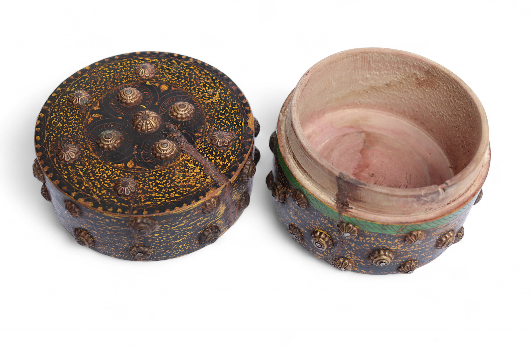 Antique handpainted stunning wooden Lacquerware Spice Box from Afghanistan / Pakistan No:25/11