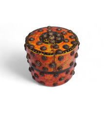 Antik orient Lacquerware Holz Gewürzdose Dose Teedose Gefäß Afghanistan Pakistan  Nr:25/13