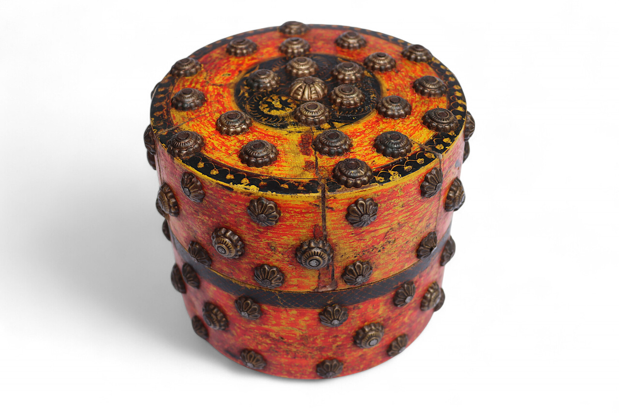 Antique handpainted stunning wooden Lacquerware Spice Box from Afghanistan / Pakistan No:25/13