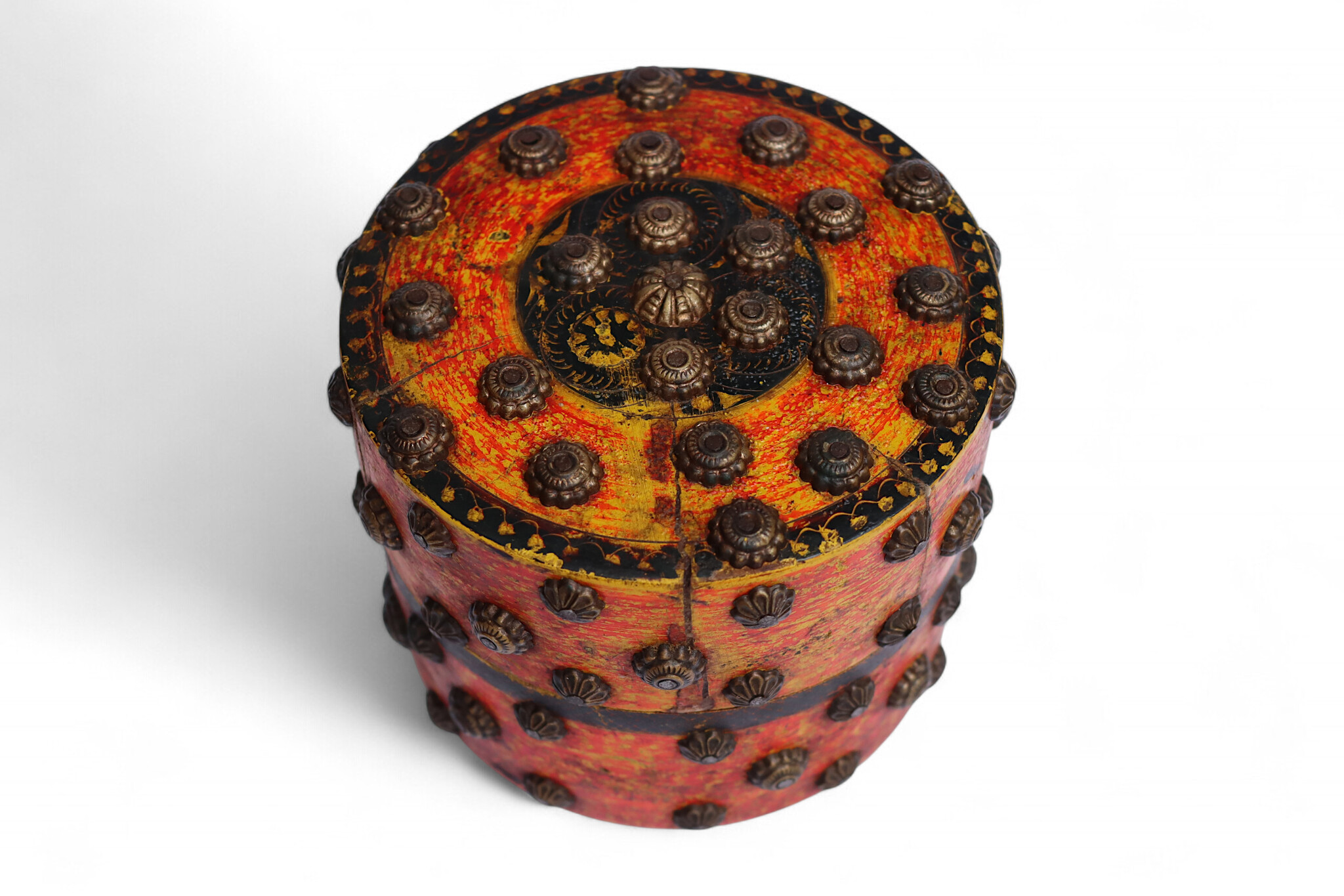 Antique handpainted stunning wooden Lacquerware Spice Box from Afghanistan / Pakistan No:25/13