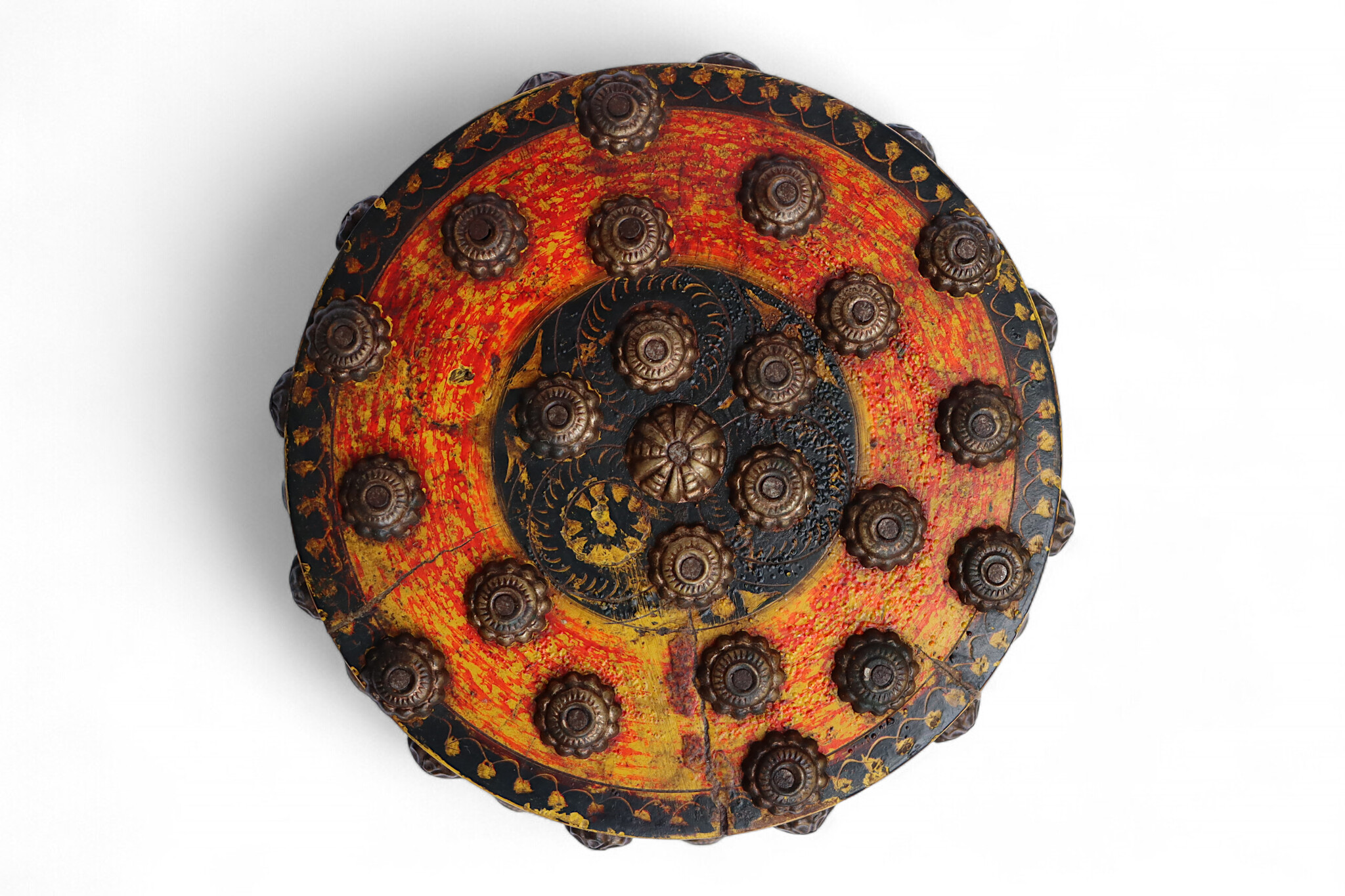 Antik orient Lacquerware Holz Gewürzdose Dose Teedose Gefäß Afghanistan Pakistan Nr:25/13