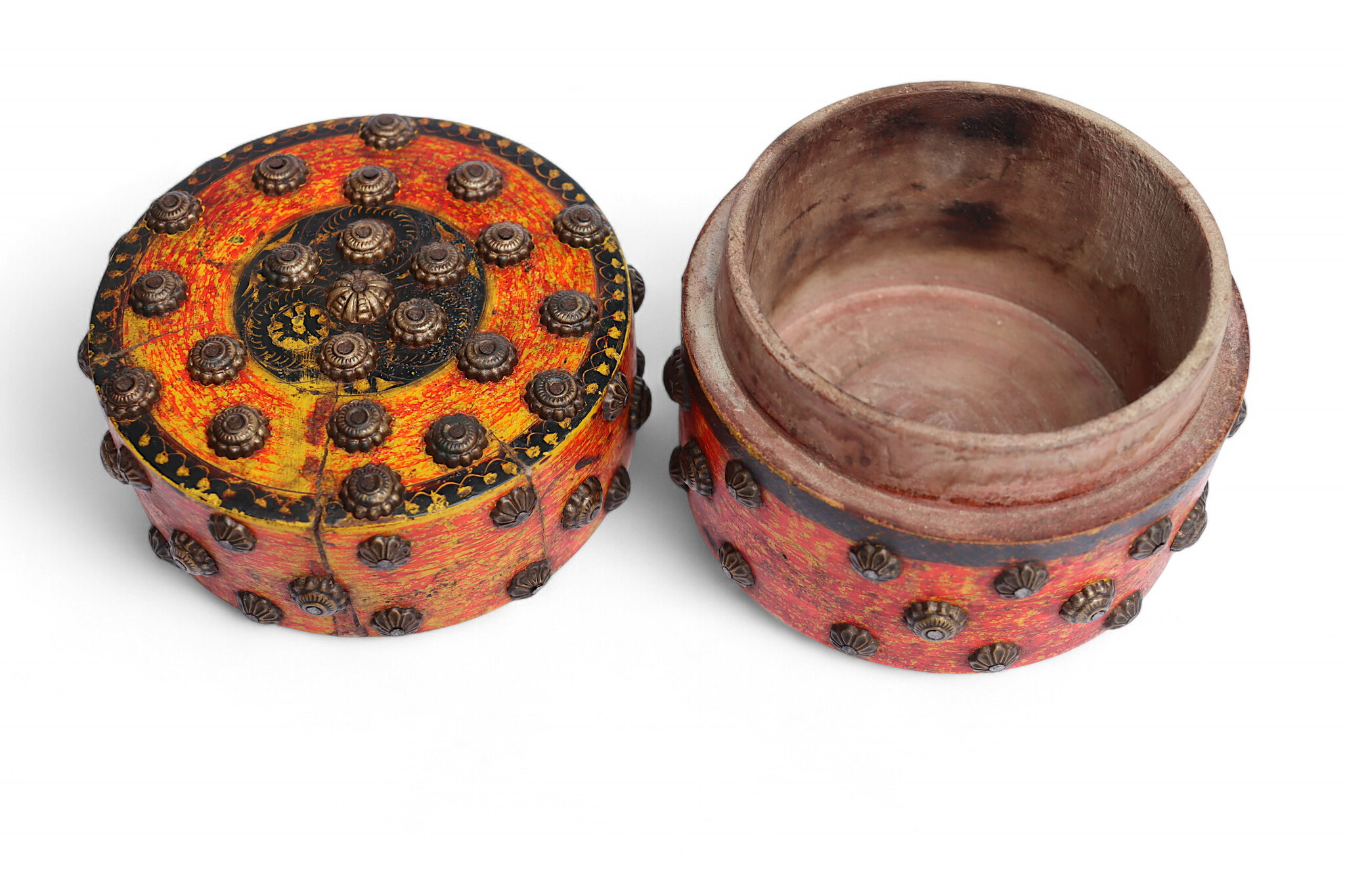 Antik orient Lacquerware Holz Gewürzdose Dose Teedose Gefäß Afghanistan Pakistan Nr:25/13