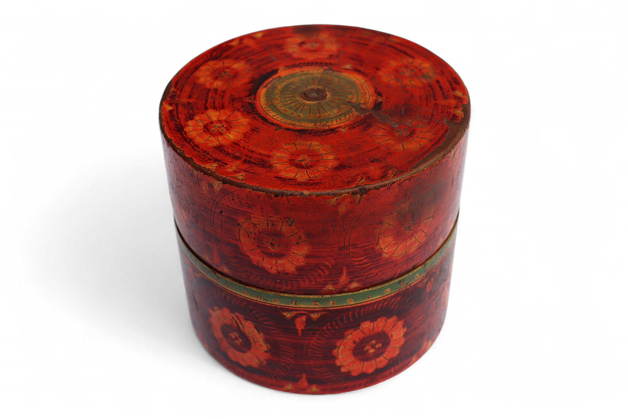 Antique handpainted stunning wooden Lacquerware Spice Box from Afghanistan / Pakistan No:25/14