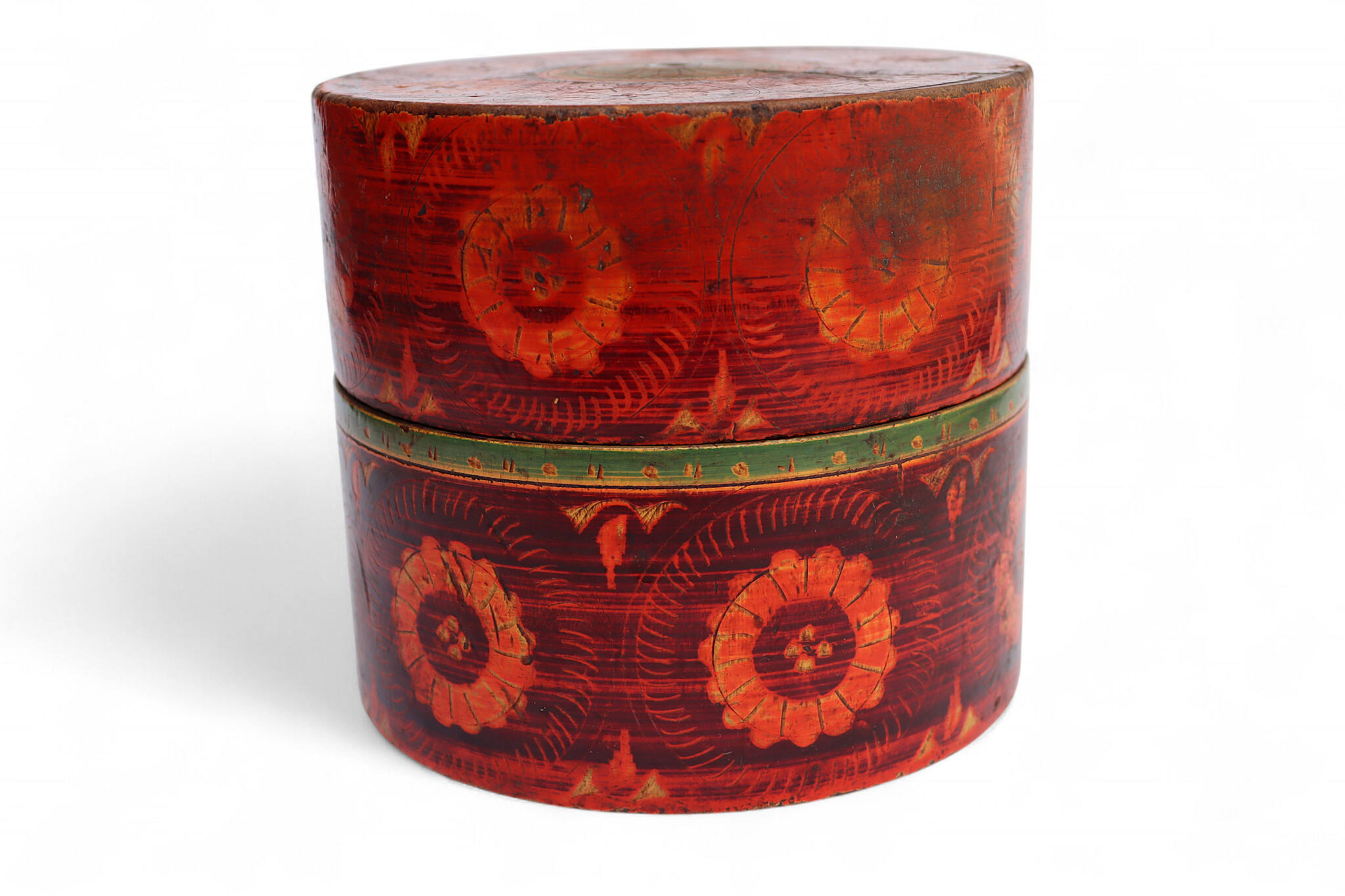 Antique handpainted stunning wooden Lacquerware Spice Box from Afghanistan / Pakistan No:25/14