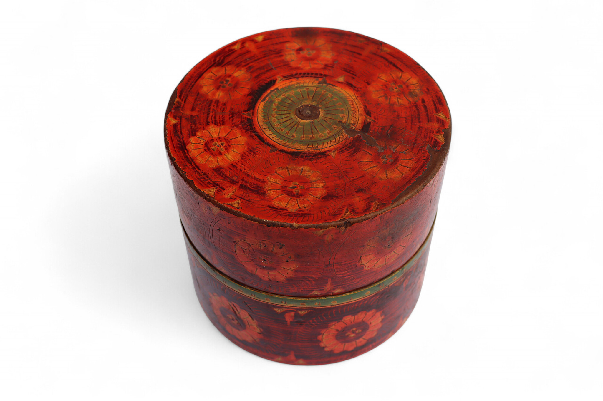 Antik orient Lacquerware Holz Gewürzdose Dose Teedose Gefäß Afghanistan Pakistan Nr:25/14