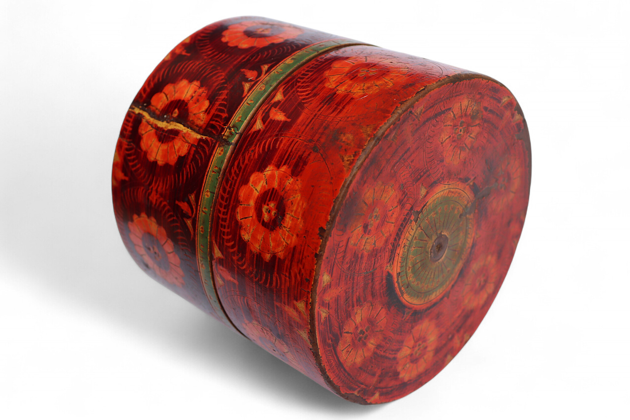 Antique handpainted stunning wooden Lacquerware Spice Box from Afghanistan / Pakistan No:25/14