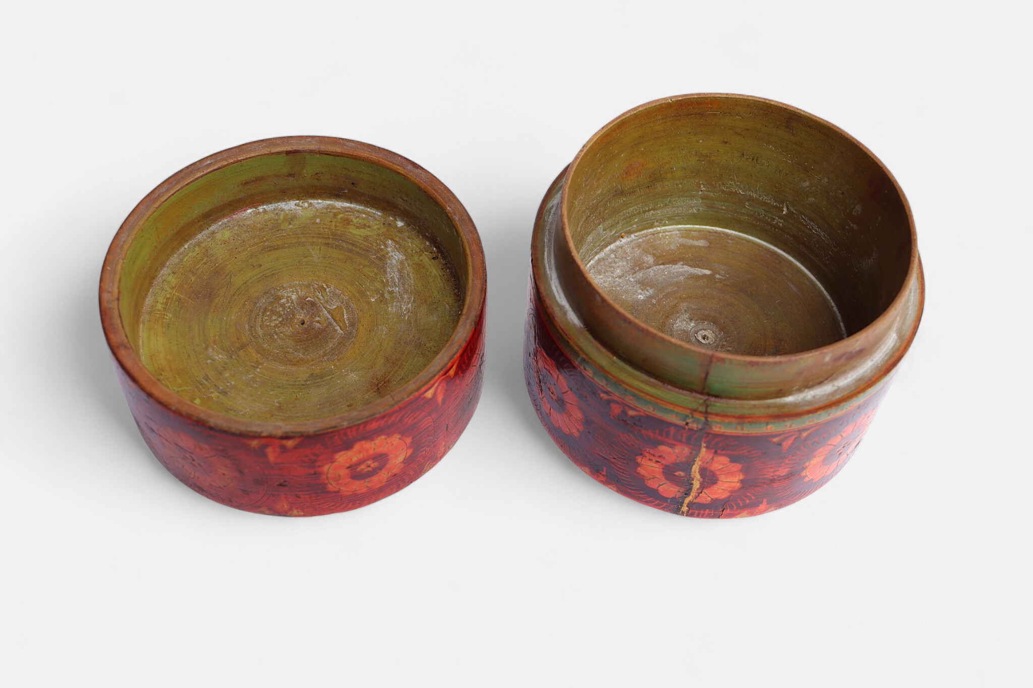 Antique handpainted stunning wooden Lacquerware Spice Box from Afghanistan / Pakistan No:25/14