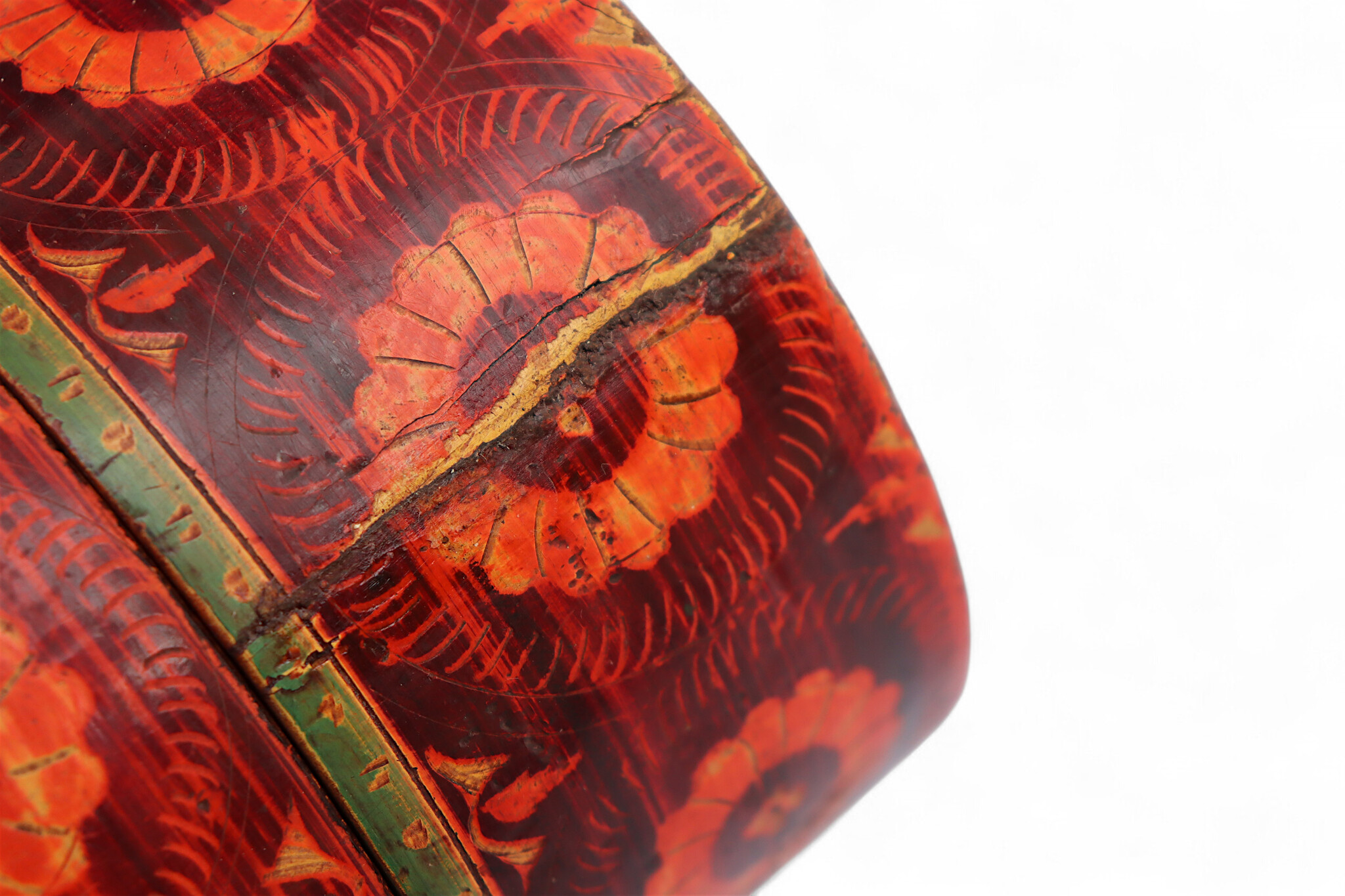 Antik orient Lacquerware Holz Gewürzdose Dose Teedose Gefäß Afghanistan Pakistan Nr:25/14