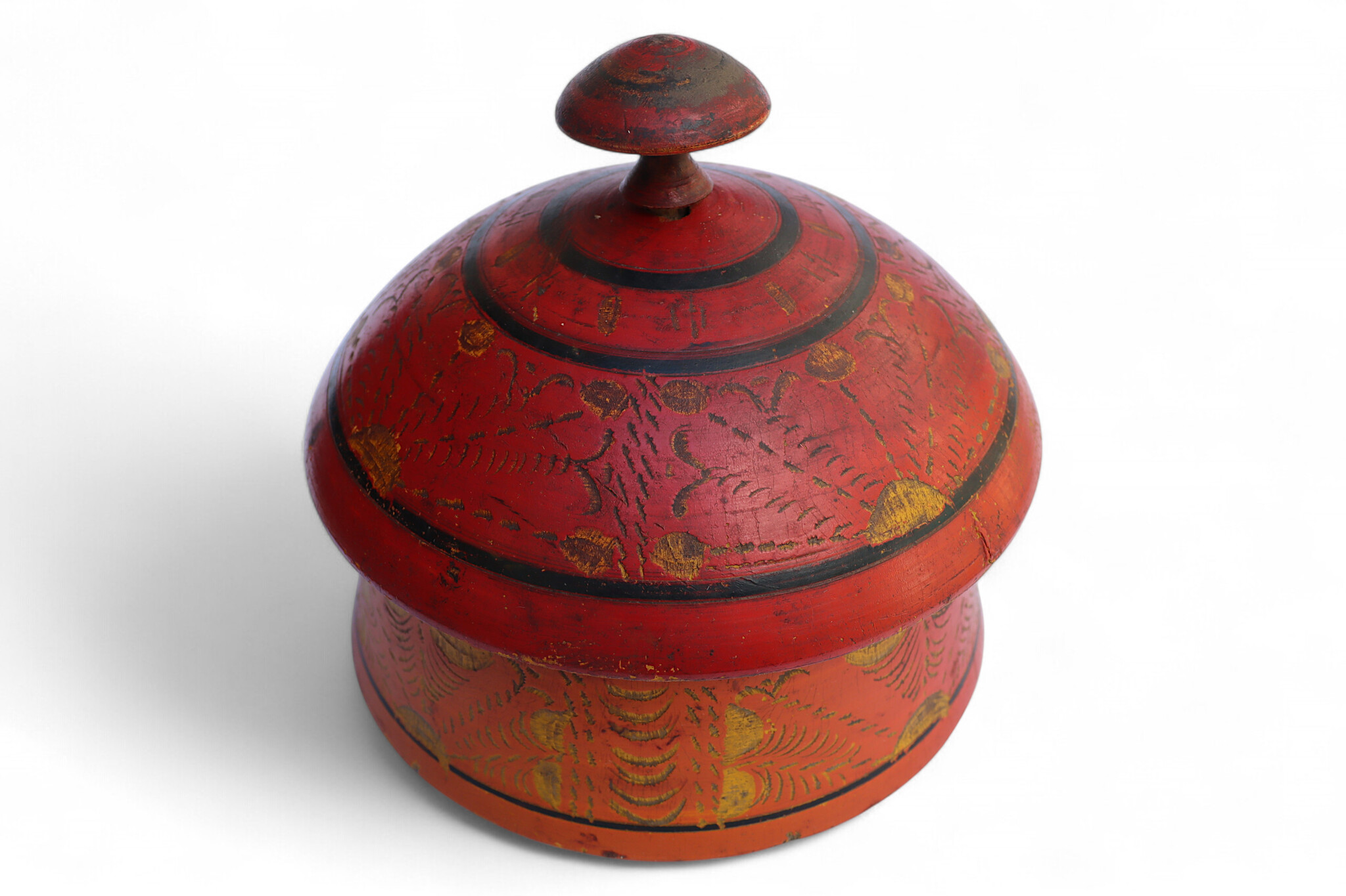 Antik orient Lacquerware Holz Gewürzdose Dose Teedose Gefäß Afghanistan Pakistan Nr:25/15