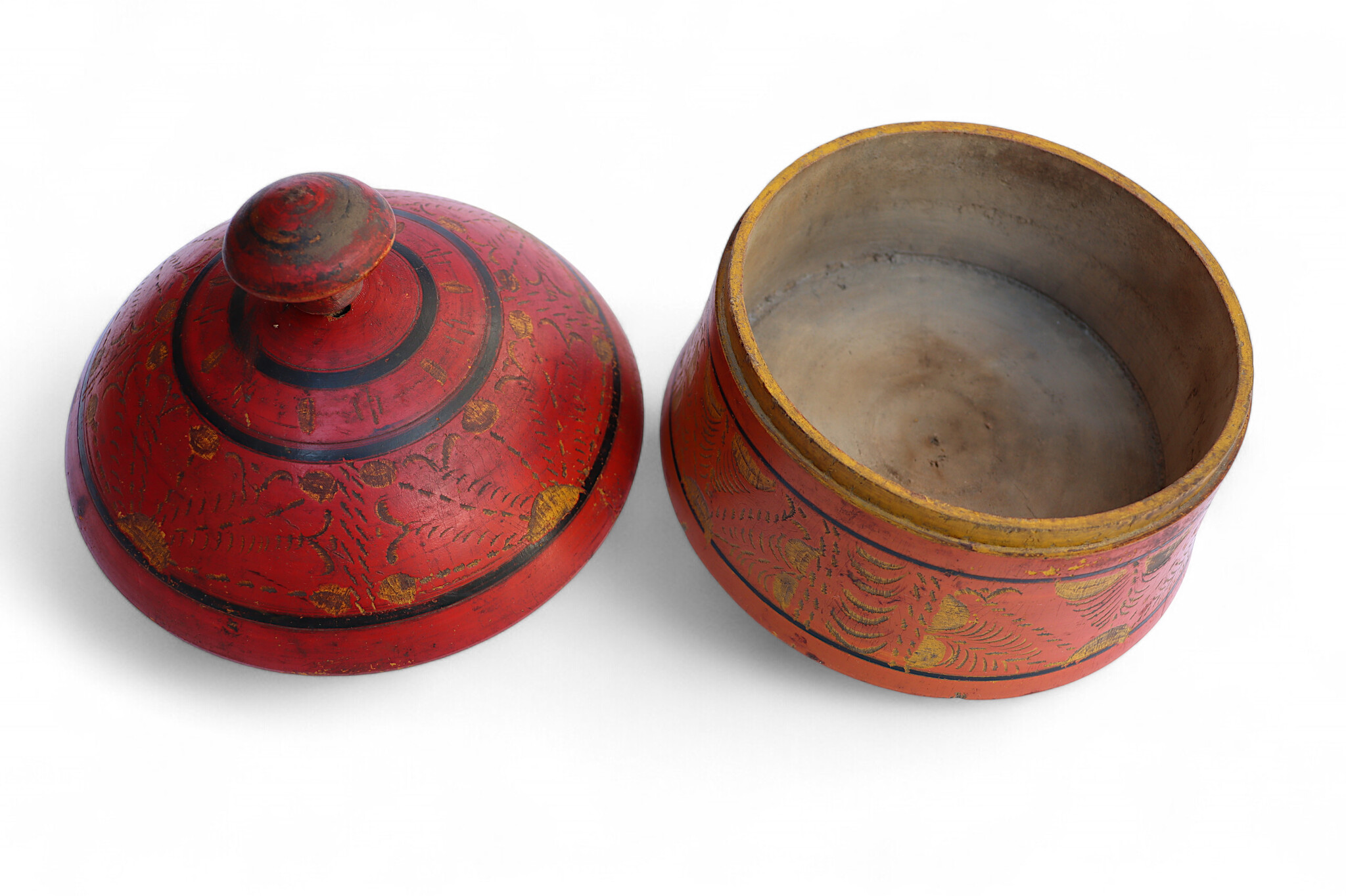 Antique handpainted stunning wooden Lacquerware Spice Box from Afghanistan / Pakistan No:25/15