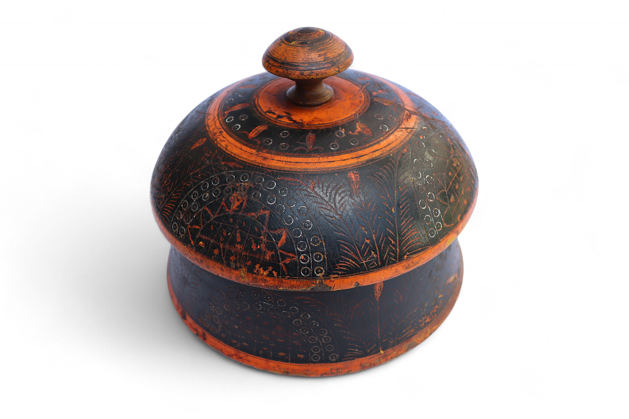 Antique handpainted stunning wooden Lacquerware Spice Box from Afghanistan / Pakistan No:25/16