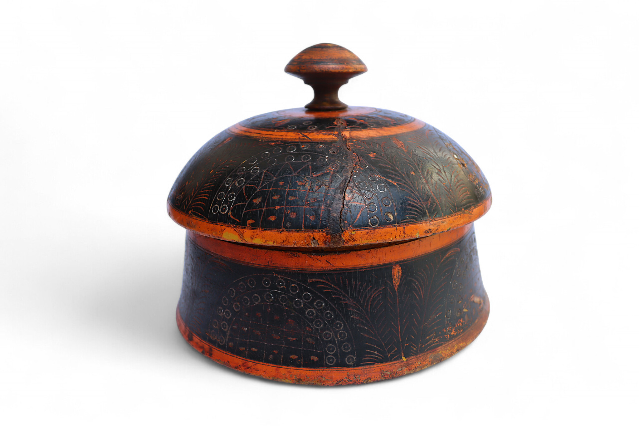 Antique handpainted stunning wooden Lacquerware Spice Box from Afghanistan / Pakistan No:25/16