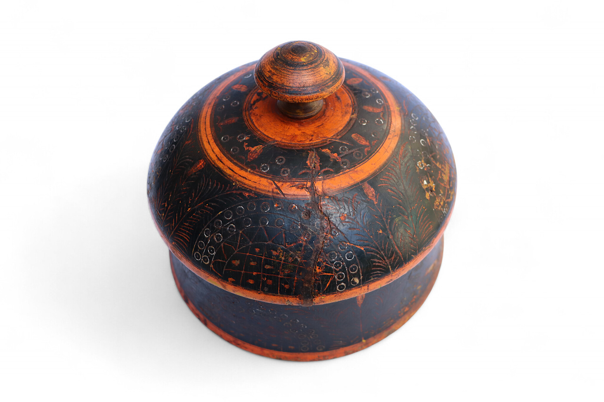 Antik orient Lacquerware Holz Gewürzdose Dose Teedose Gefäß Afghanistan Pakistan Nr:25/16