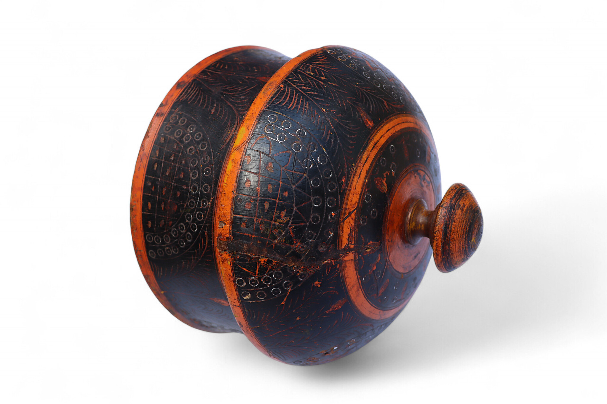 Antik orient Lacquerware Holz Gewürzdose Dose Teedose Gefäß Afghanistan Pakistan Nr:25/16