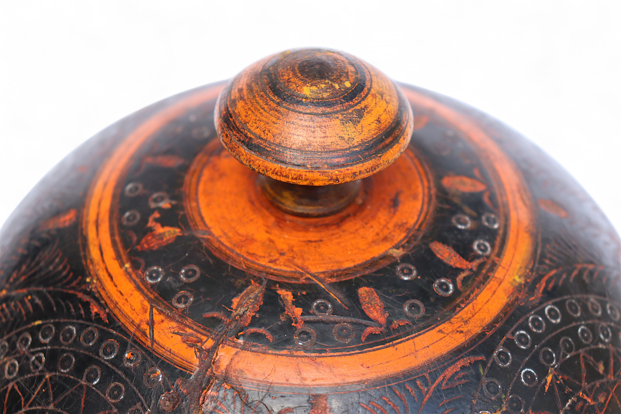 Antique handpainted stunning wooden Lacquerware Spice Box from Afghanistan / Pakistan No:25/16