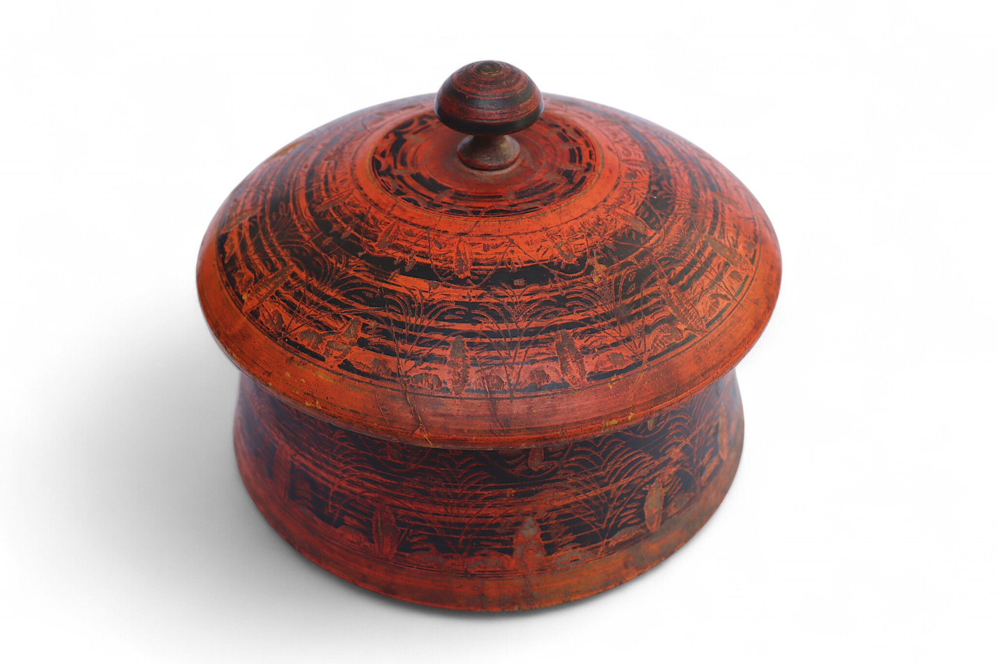 Antik orient Lacquerware Holz Gewürzdose Dose Teedose Gefäß Afghanistan Pakistan Nr:25/ 17