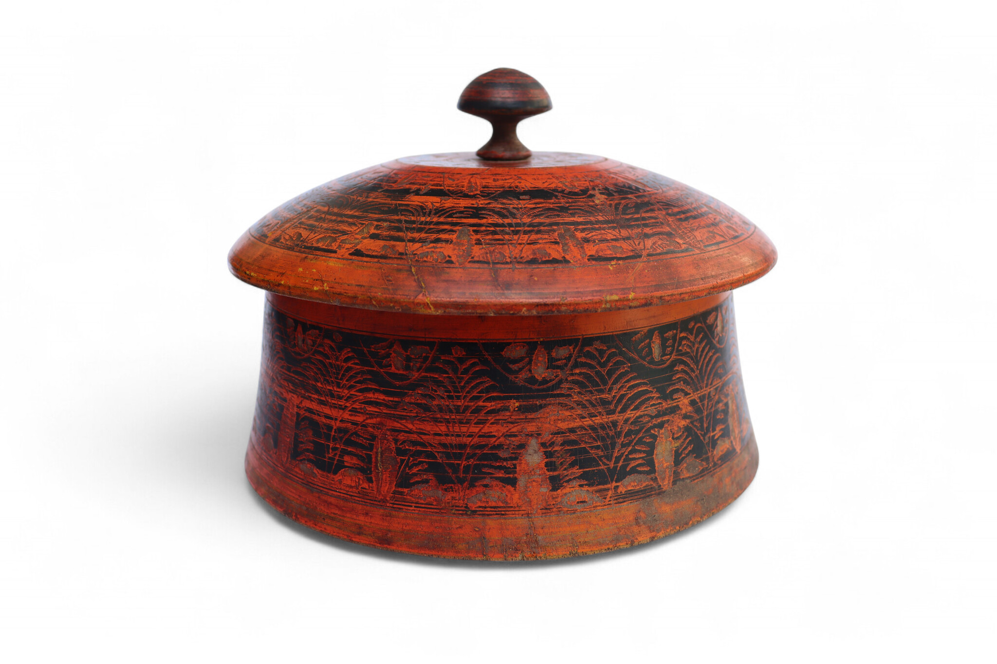 Antik orient Lacquerware Holz Gewürzdose Dose Teedose Gefäß Afghanistan Pakistan Nr:25/ 17