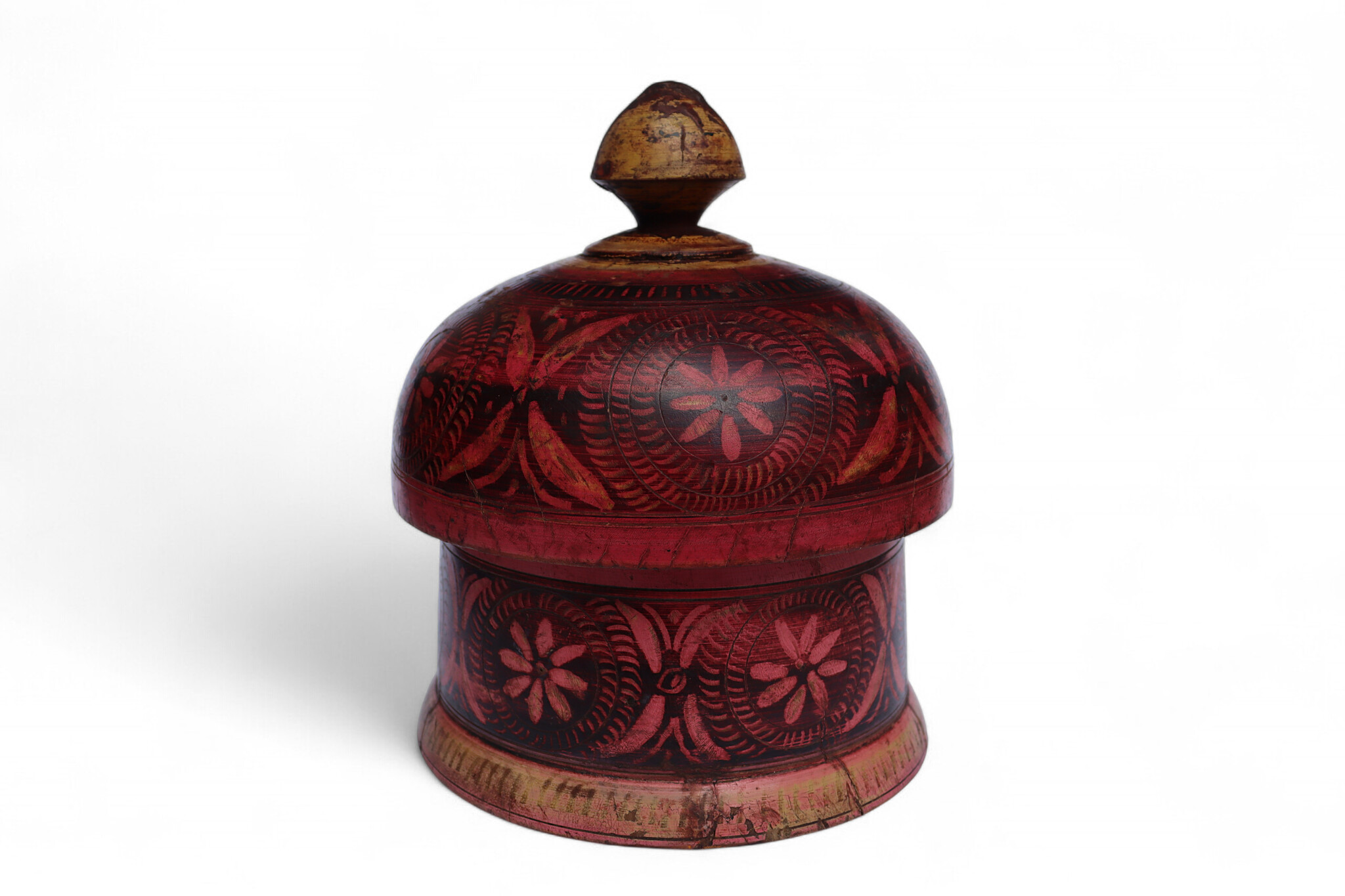 Antik orient Lacquerware Holz Gewürzdose Dose Teedose Gefäß Afghanistan Pakistan Nr:25/18