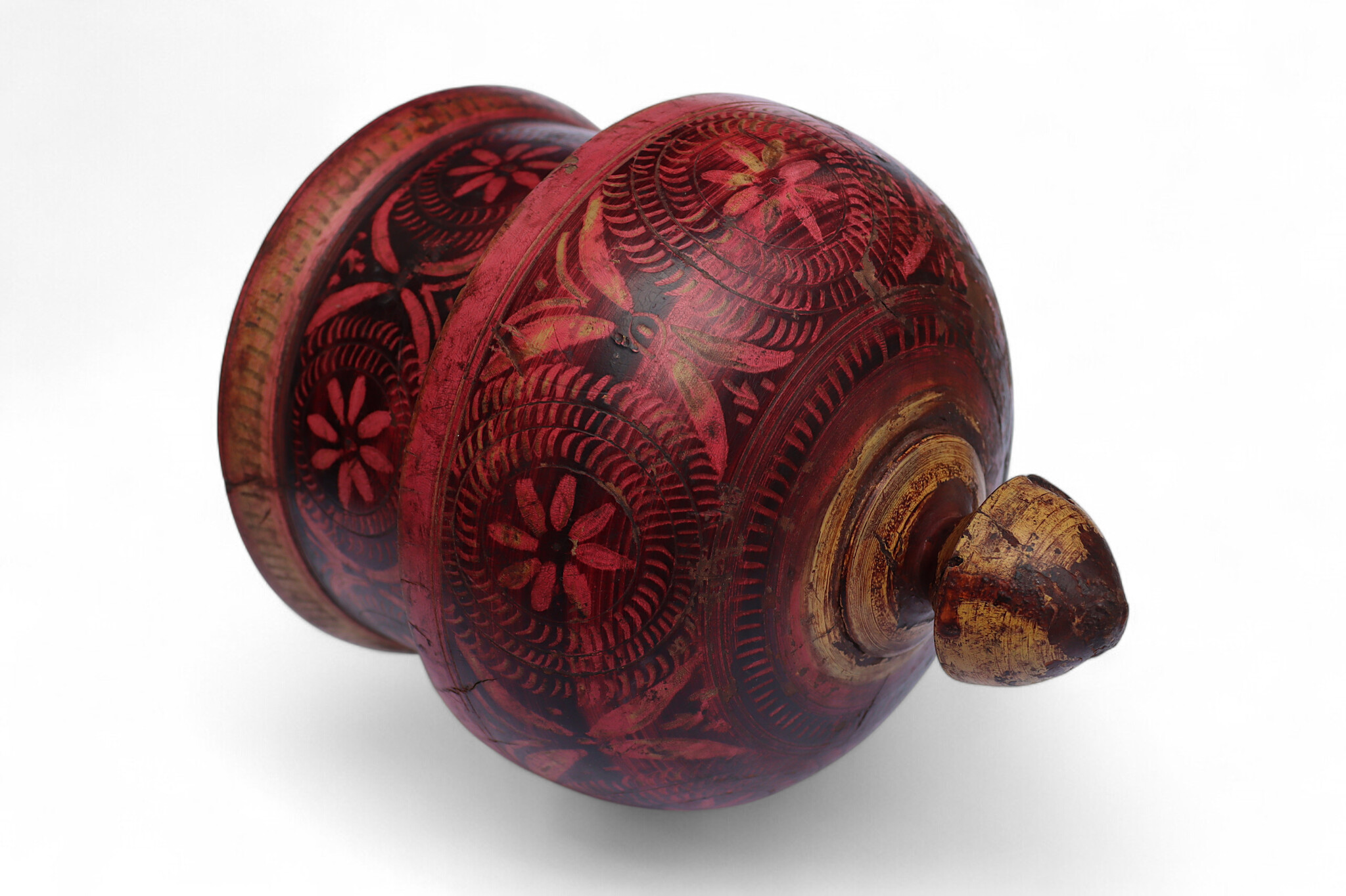 Antik orient Lacquerware Holz Gewürzdose Dose Teedose Gefäß Afghanistan Pakistan Nr:25/18