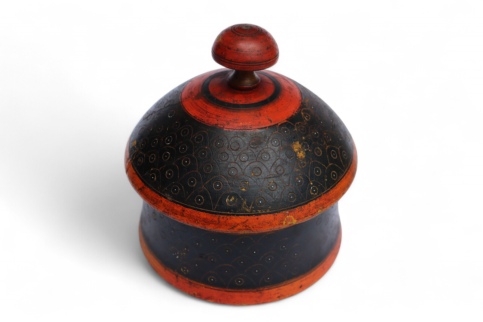 Antik orient Lacquerware Holz Gewürzdose Dose Teedose Gefäß Afghanistan Pakistan Nr:25/19